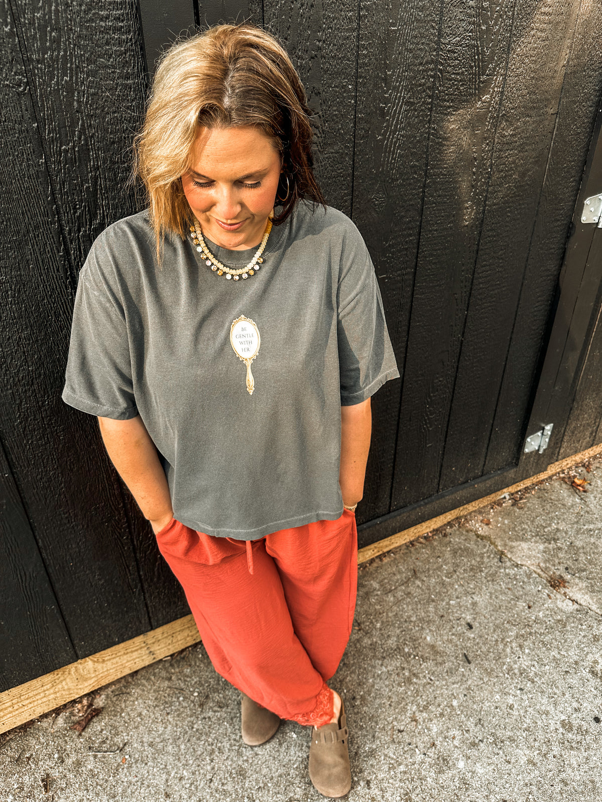 Be Gentle With Her- Pepper Crop Tee