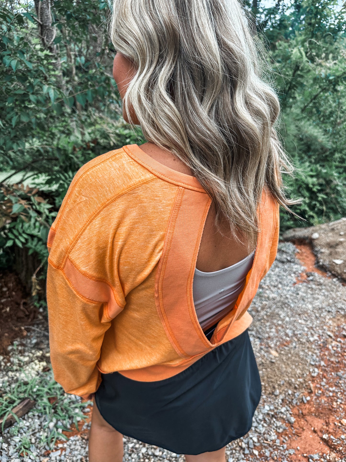 Open Back Active Pullover- Orange