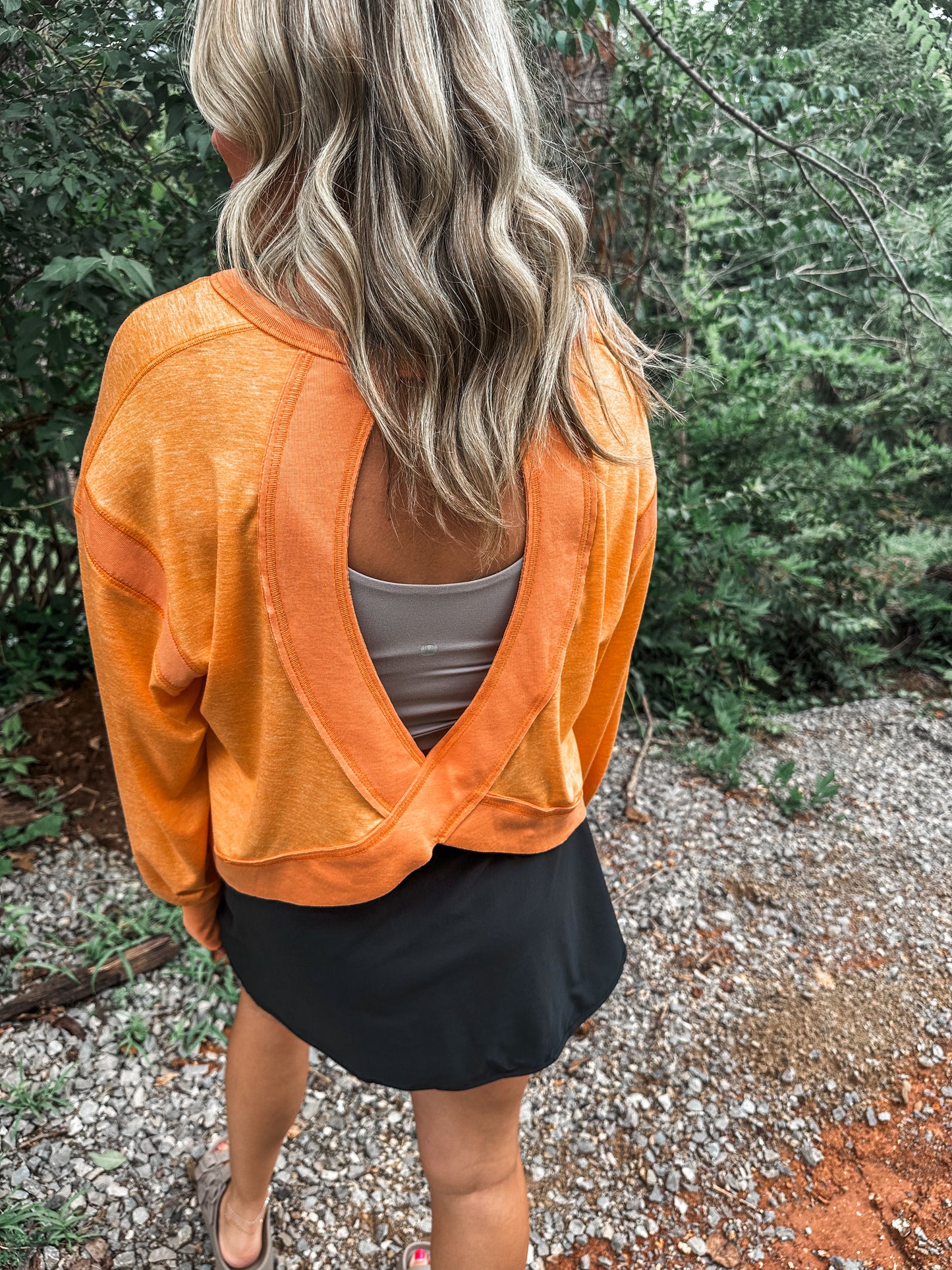 Open Back Active Pullover- Orange