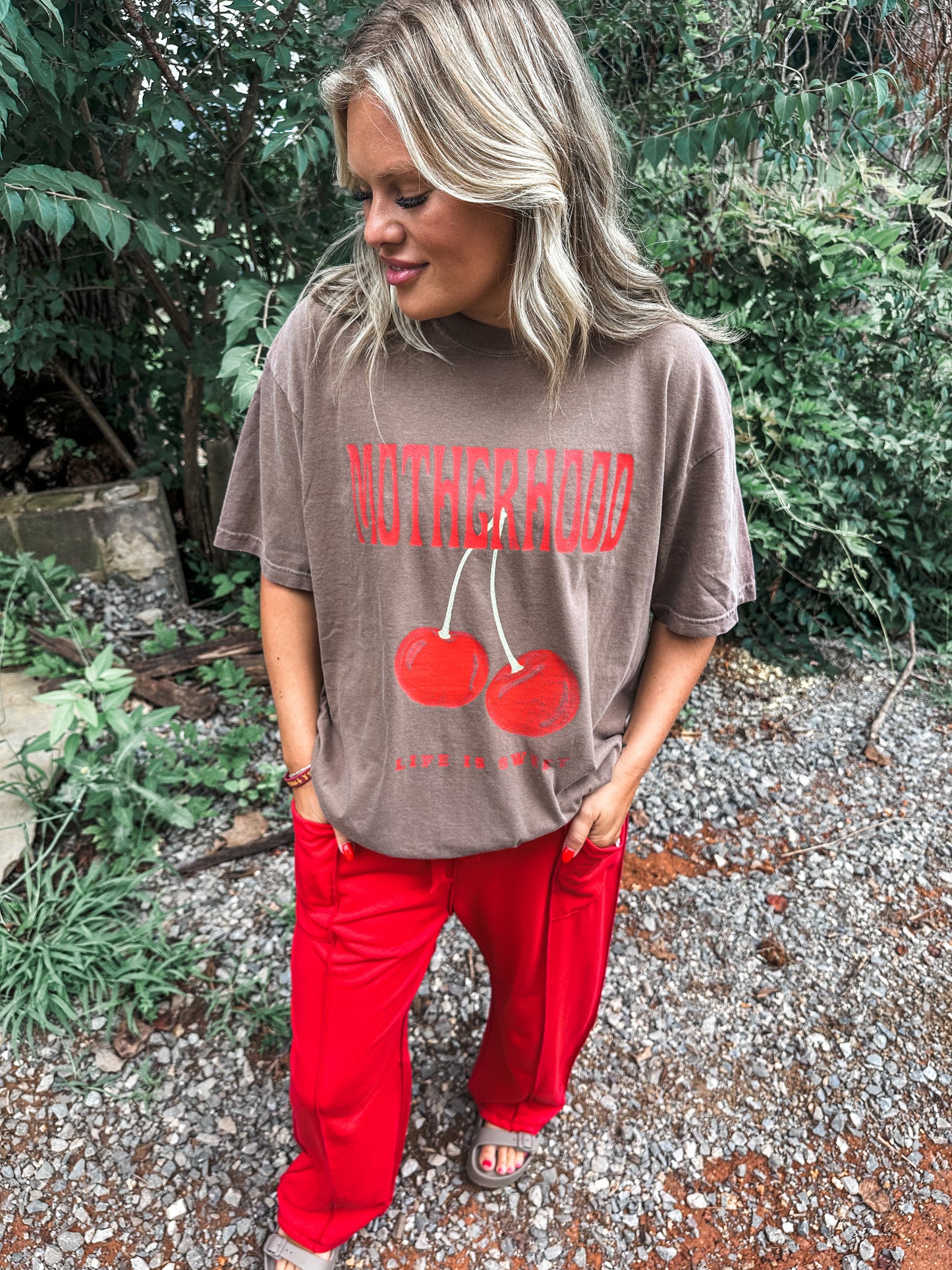 Relaxed Barrel Pants- RED