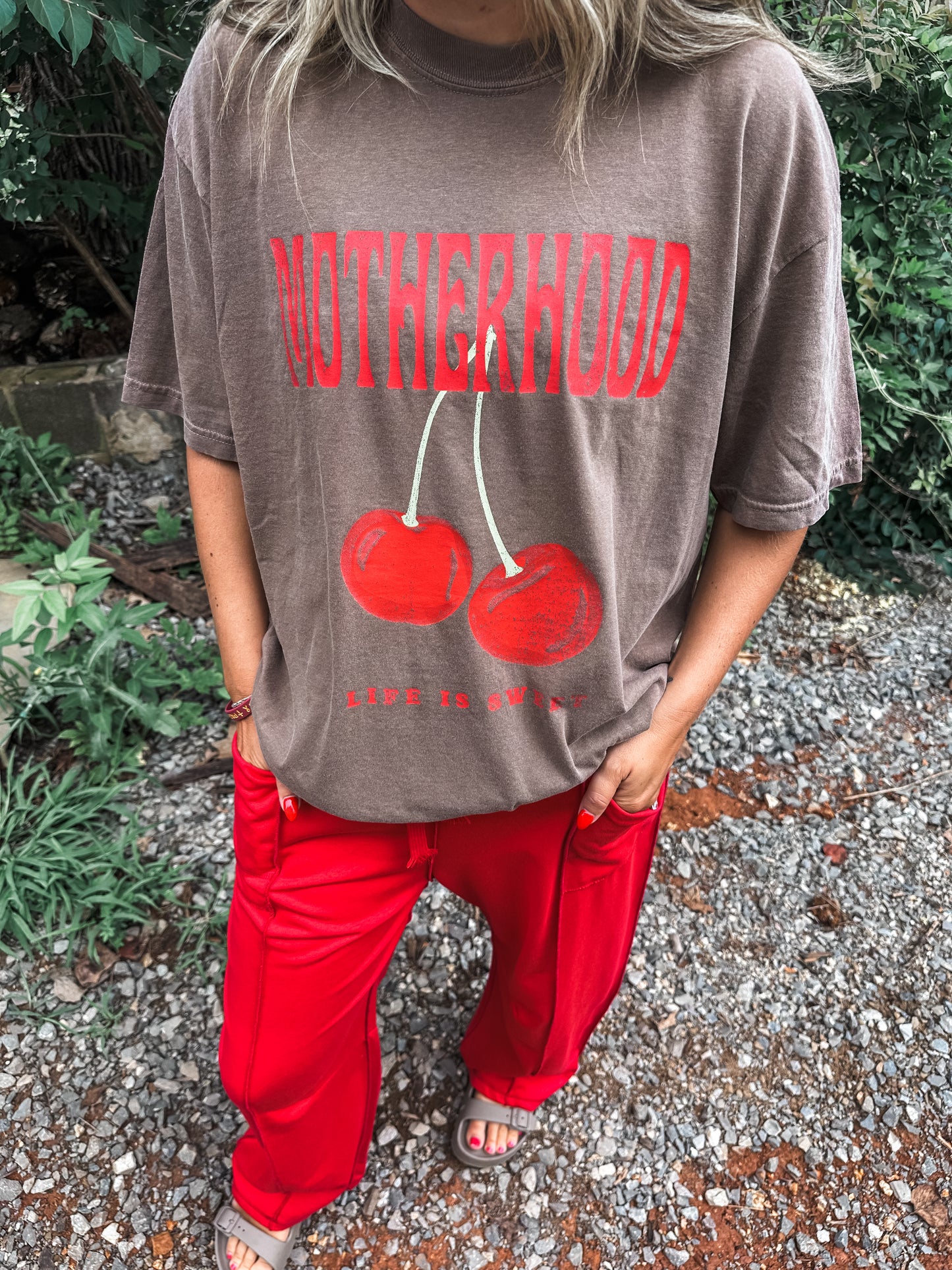 Relaxed Barrel Pants- RED