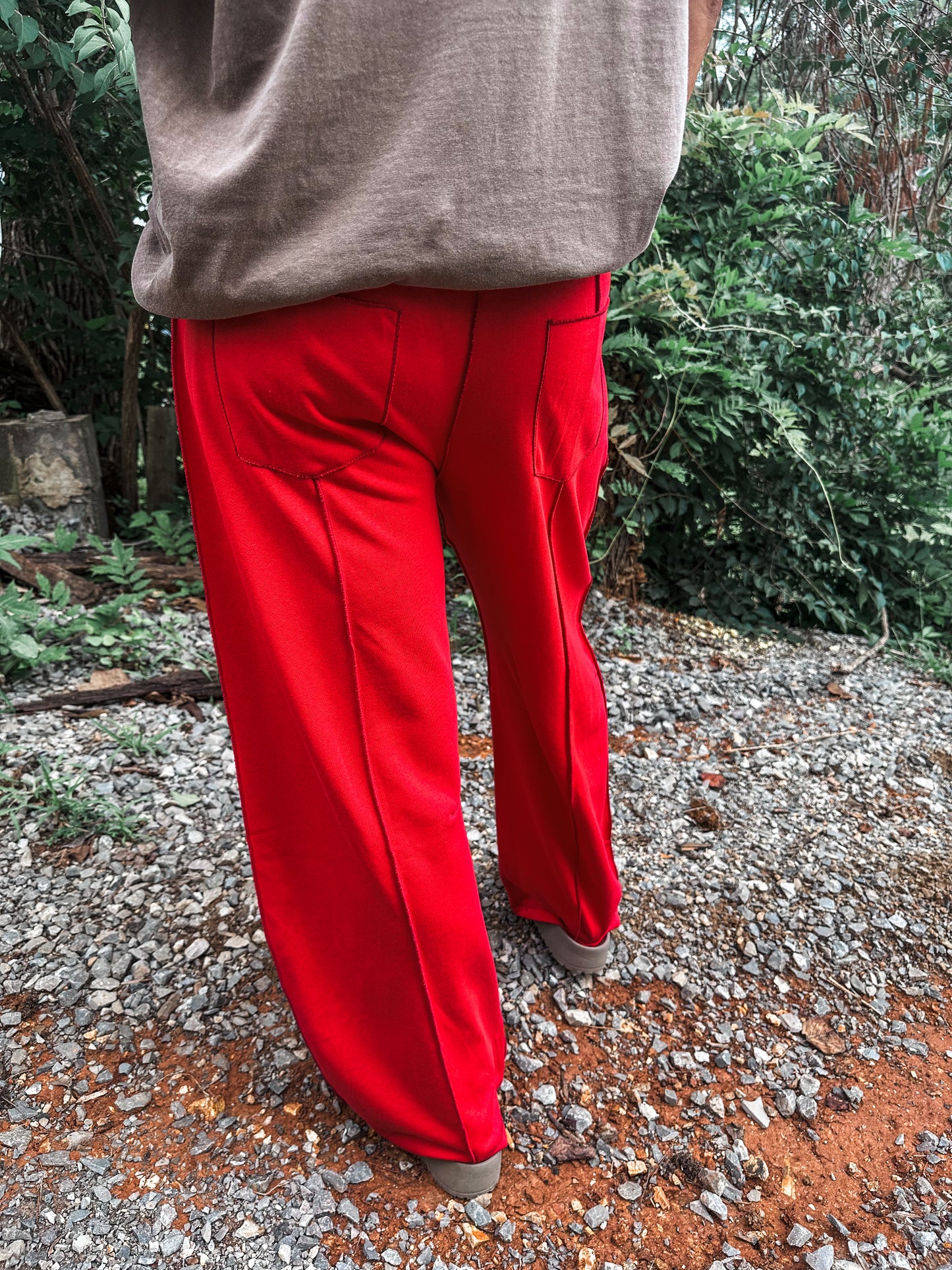 Relaxed Barrel Pants- RED
