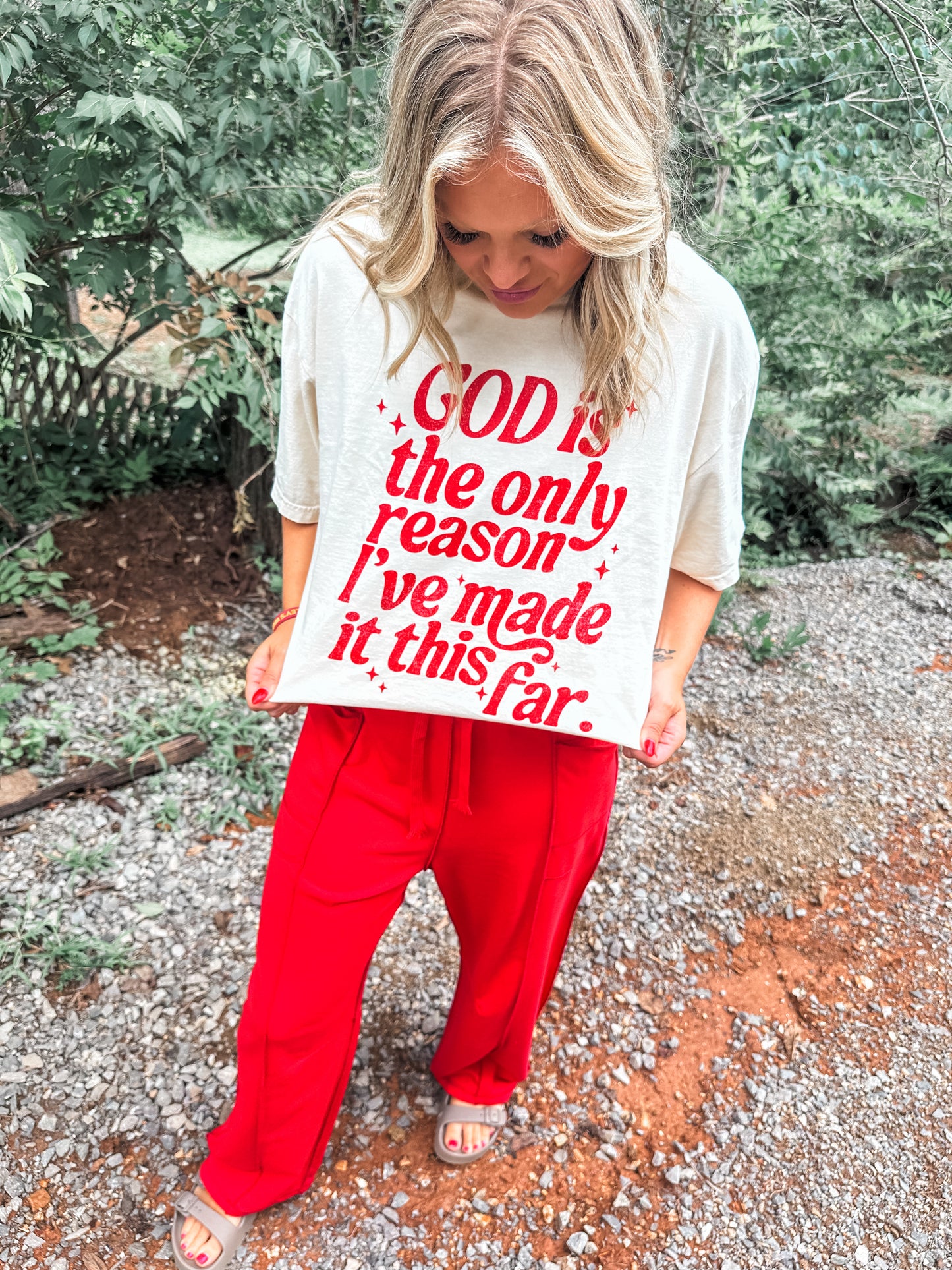 Relaxed Barrel Pants- RED