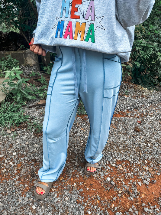 Relaxed Barrel Pants- Blue