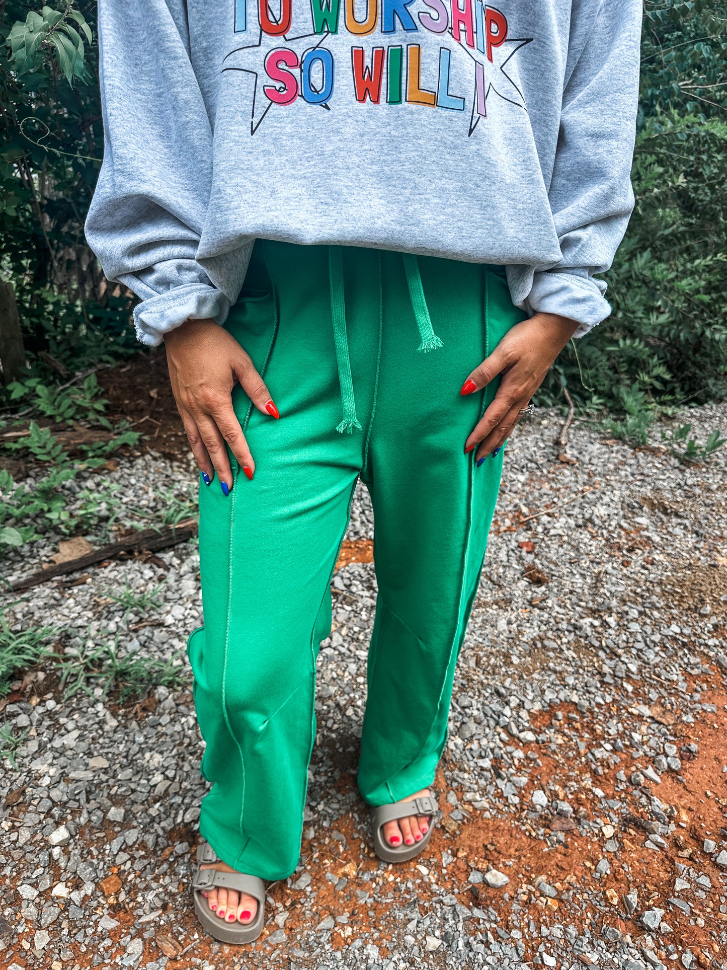 Relaxed Barrel Pants- Green