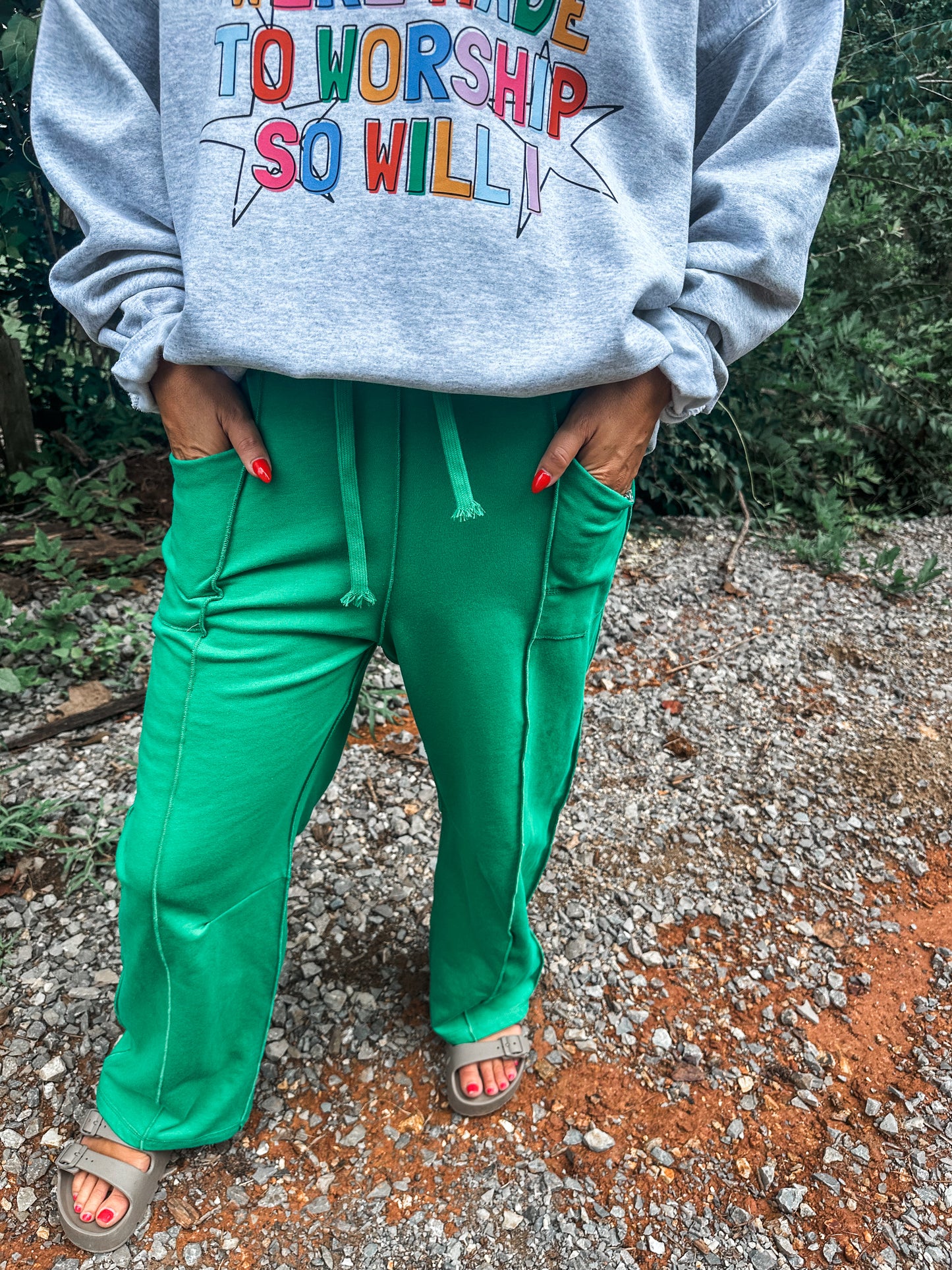 Relaxed Barrel Pants- Green