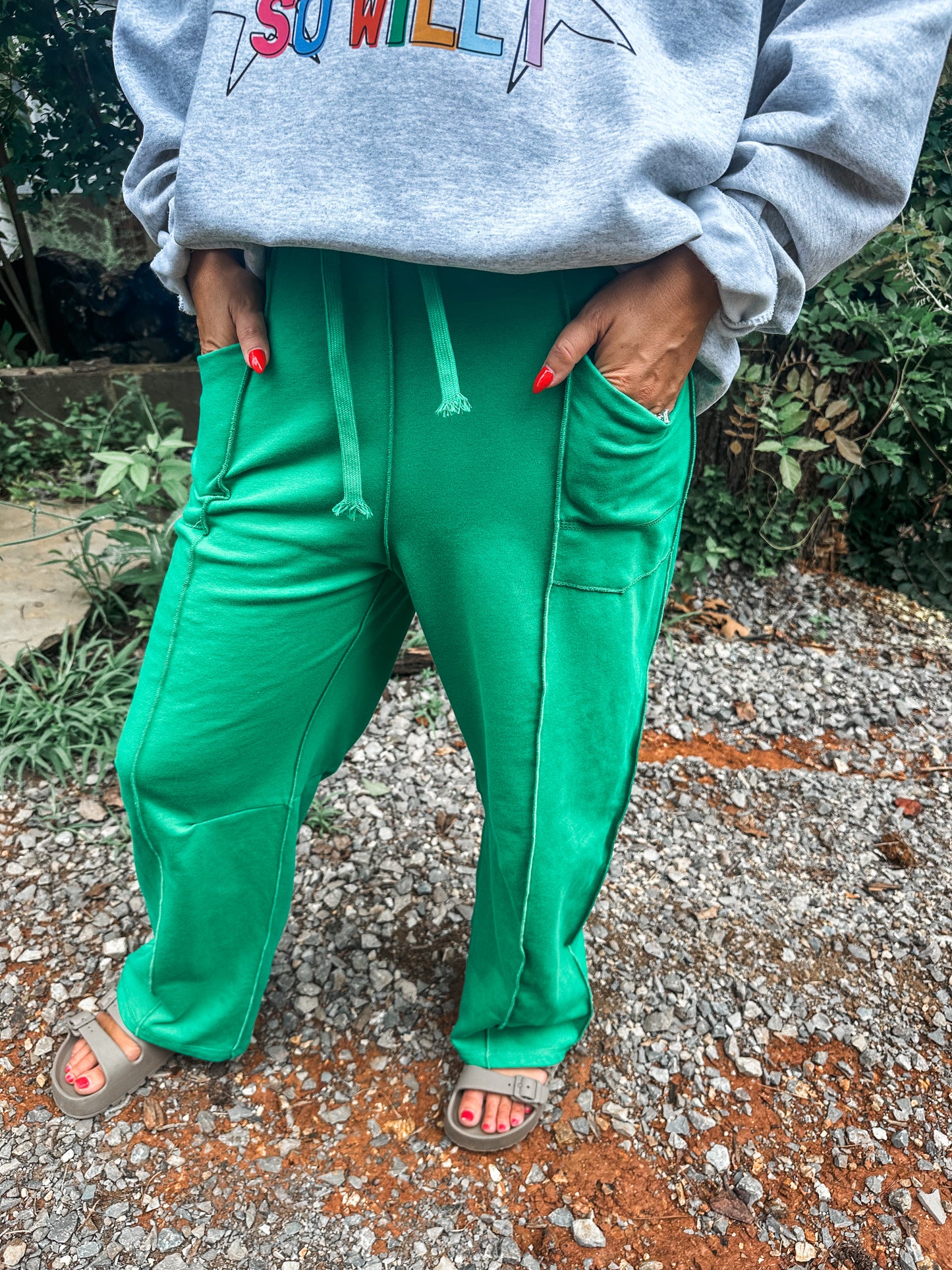 Relaxed Barrel Pants- Green