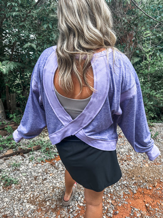 Open Back Active Pullover- PURPLE