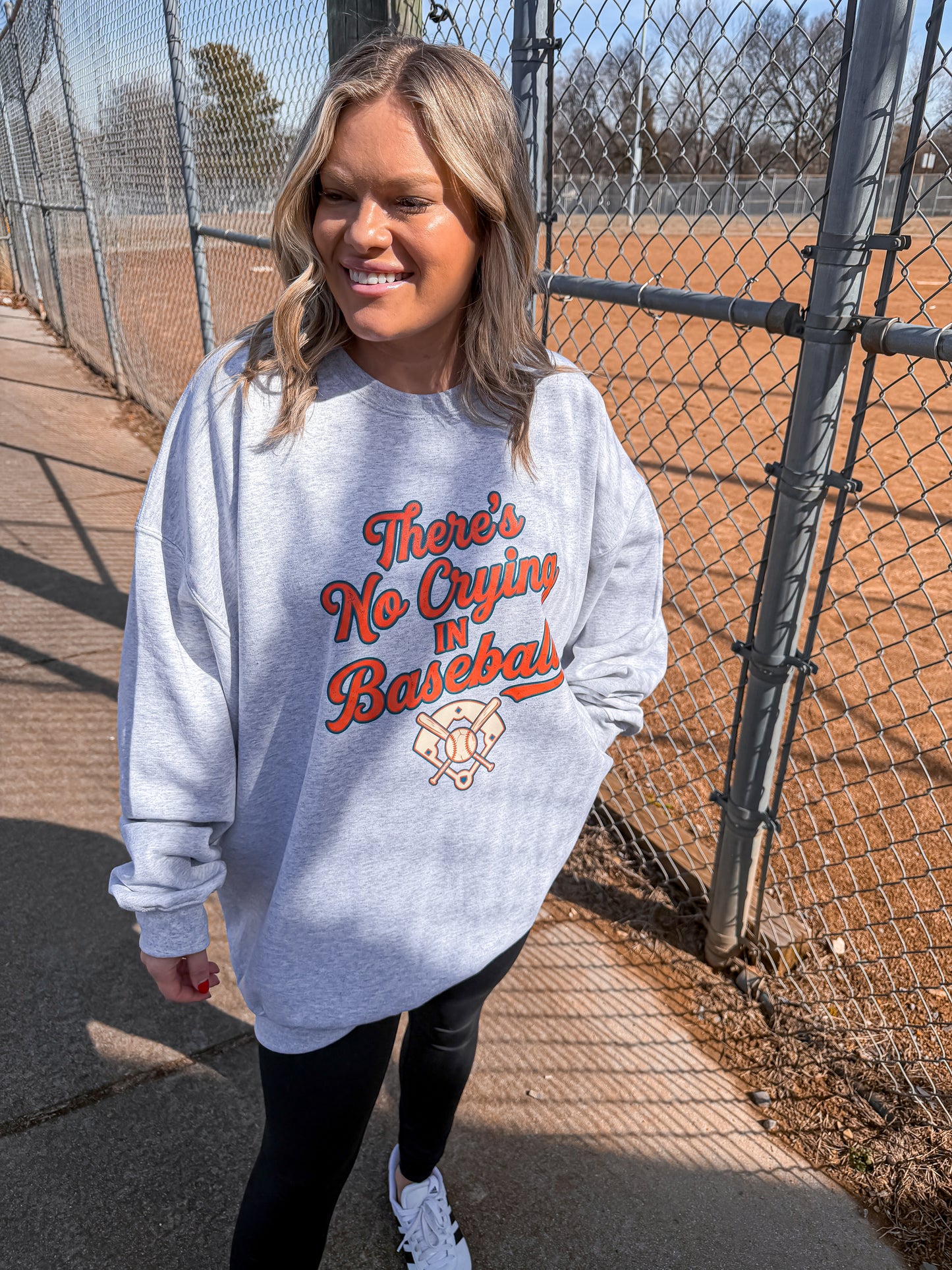 Vintage No Crying in Baseball Retro Ash Sweatshirt