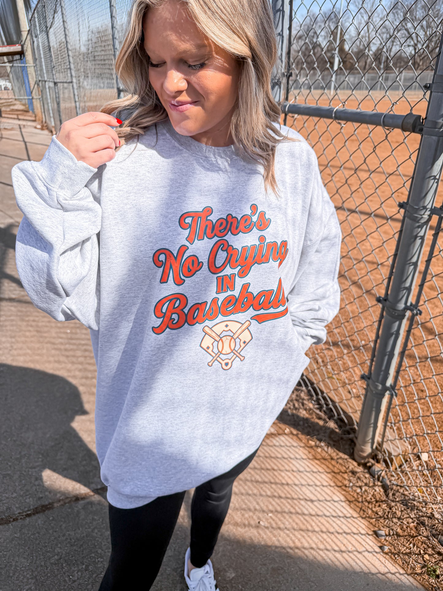 Vintage No Crying in Baseball Retro Ash Sweatshirt