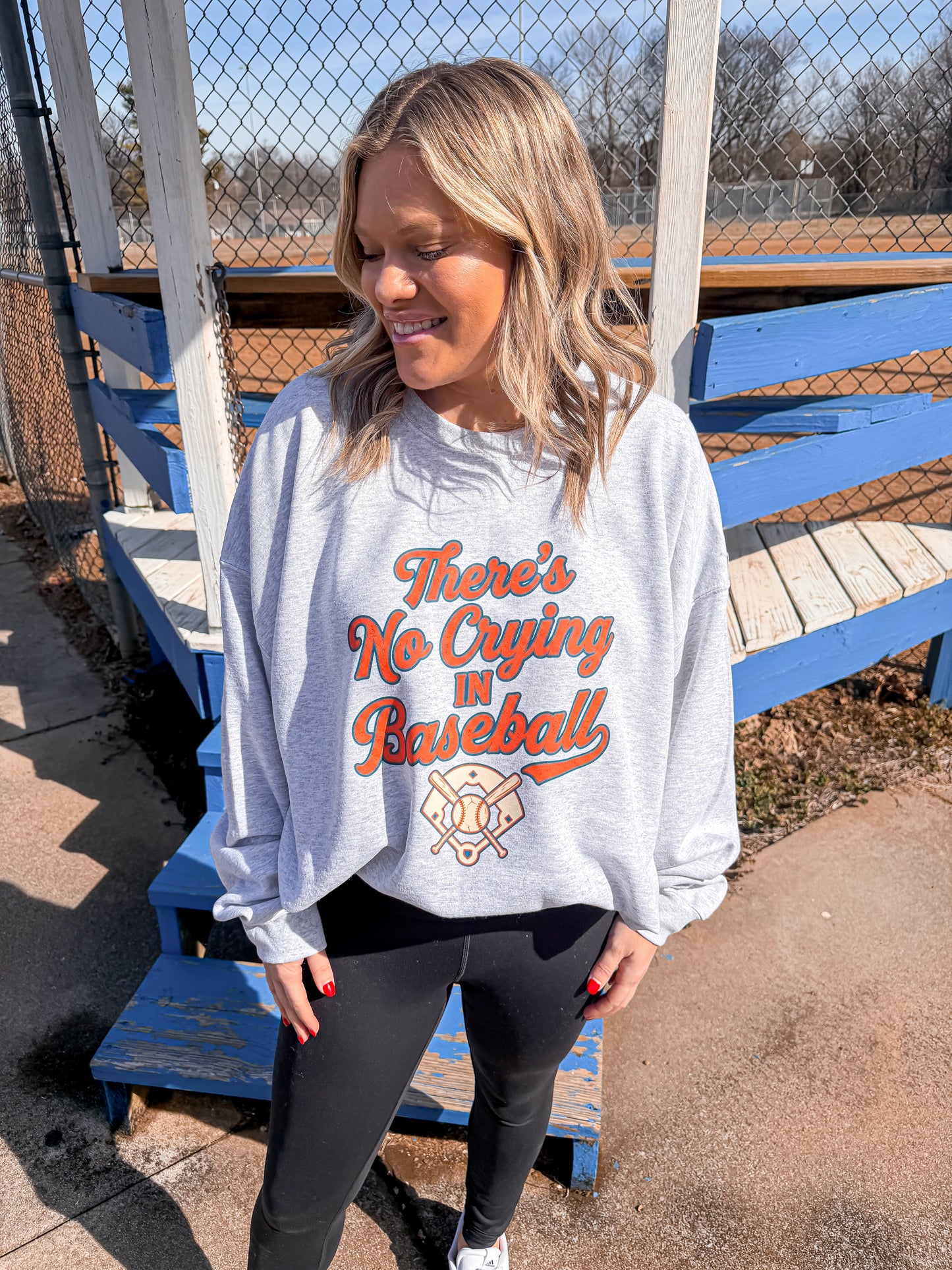 Vintage No Crying in Baseball Retro Ash Sweatshirt