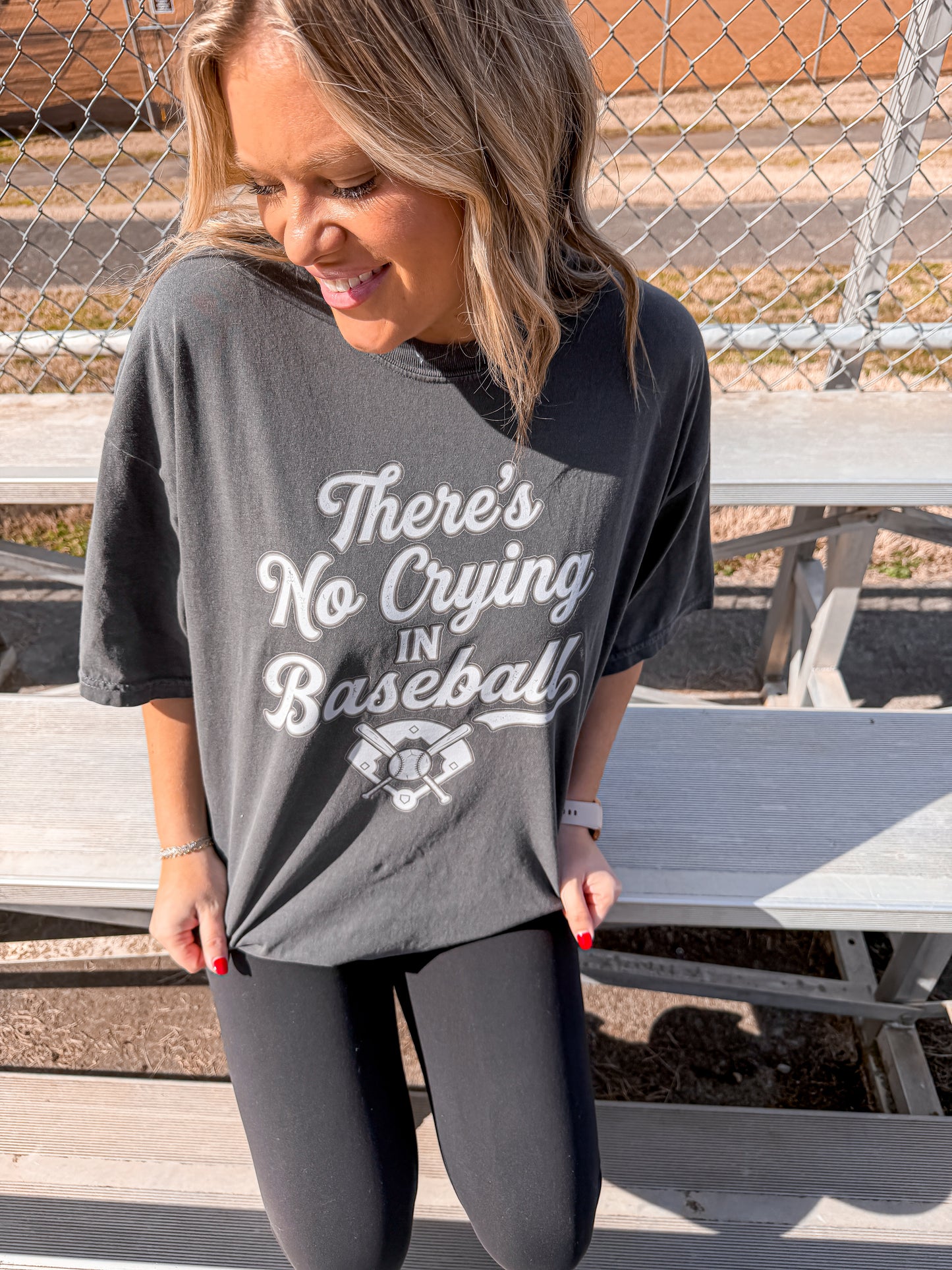 Vintage No Crying in Baseball Retro Pepper Tee
