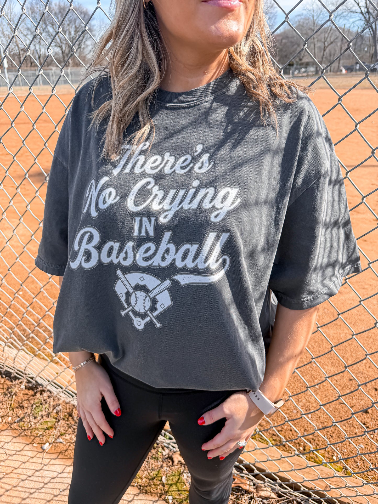 Vintage No Crying in Baseball Retro Pepper Tee