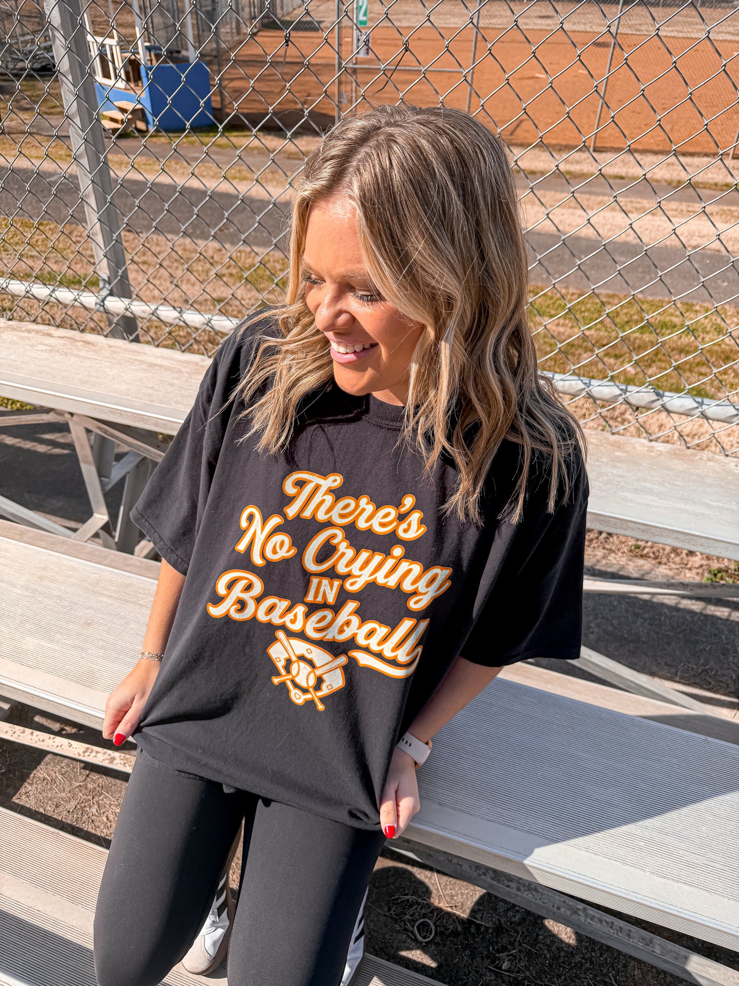 Vintage No Crying in Baseball Retro Black Vintage Style Tee