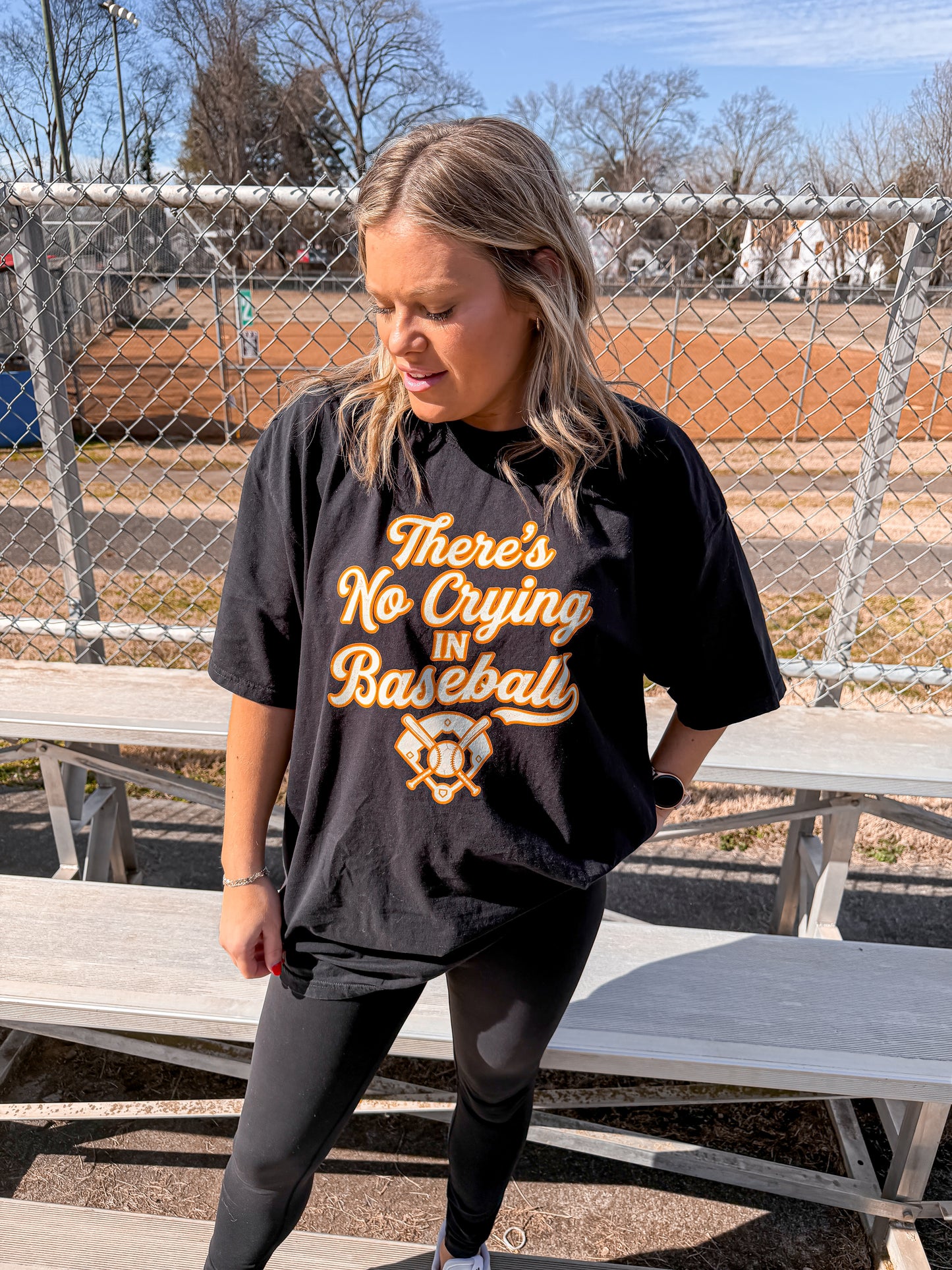 Vintage No Crying in Baseball Retro Black Vintage Style Tee