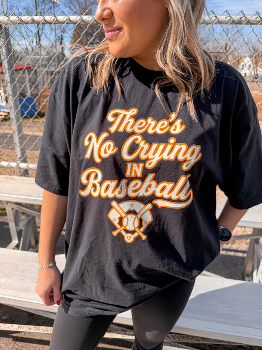 Vintage No Crying in Baseball Retro Black Vintage Style Tee
