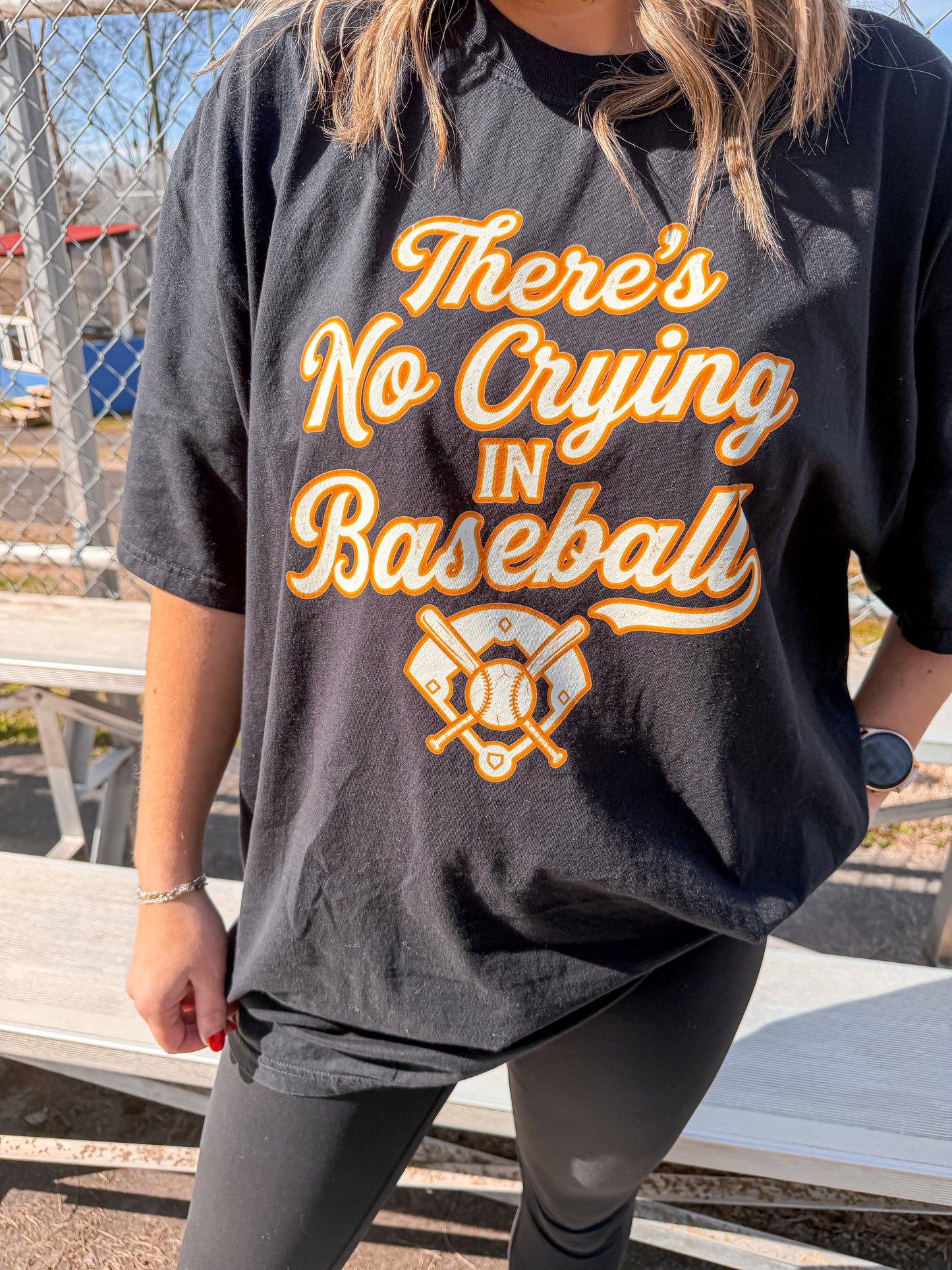 Vintage No Crying in Baseball Retro Black Vintage Style Tee