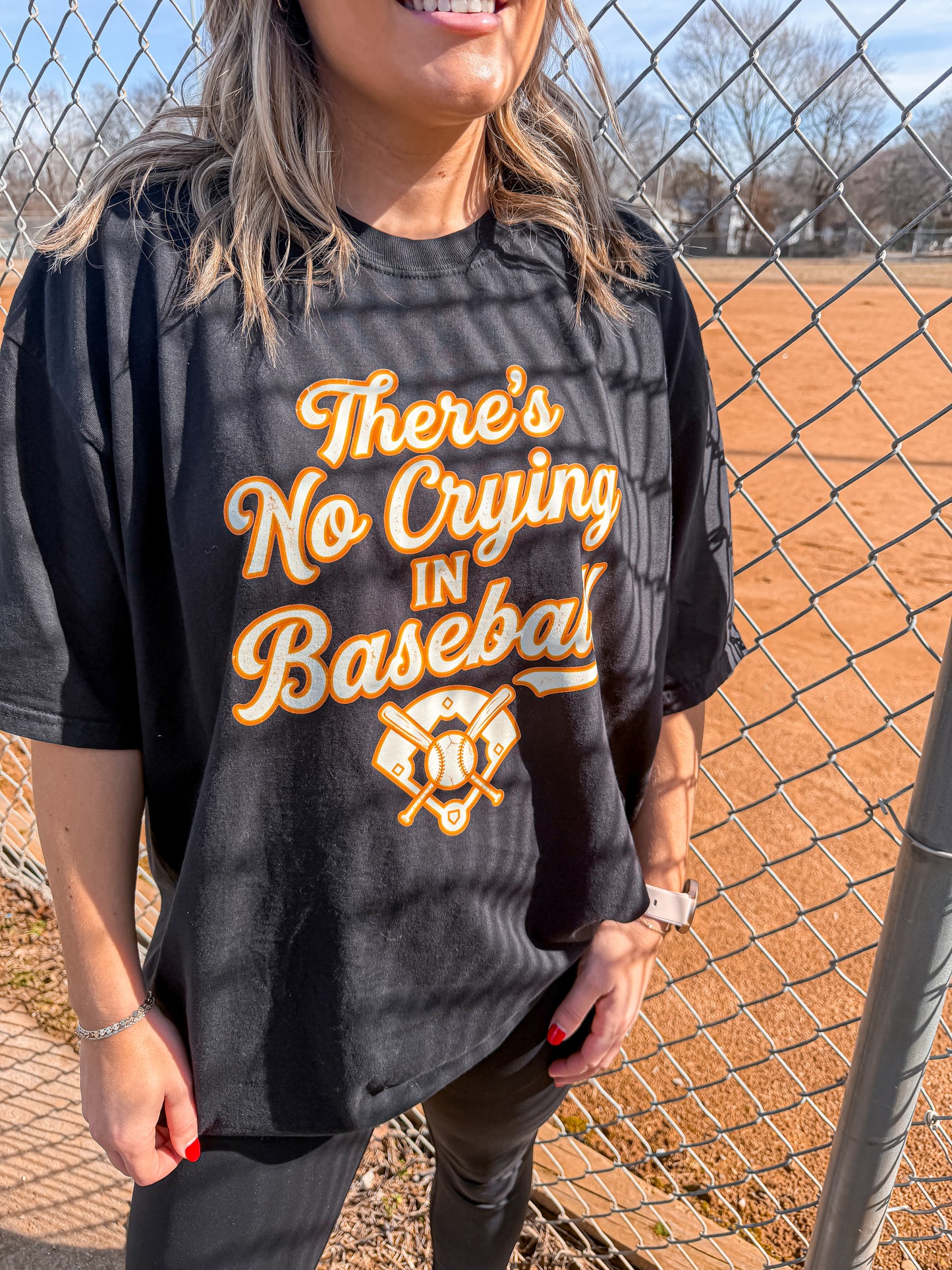 Vintage No Crying in Baseball Retro Black Vintage Style Tee