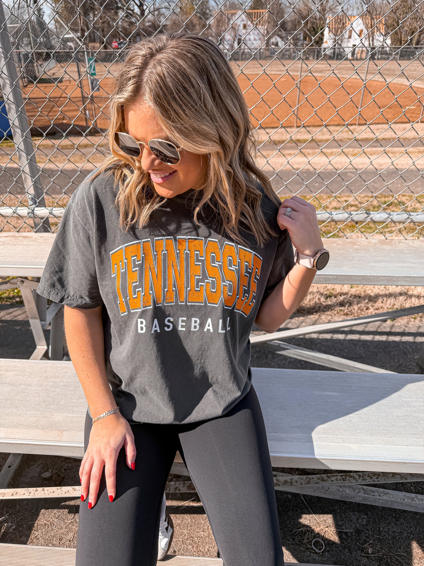 Classic Tennessee Baseball Arch - pepper tee