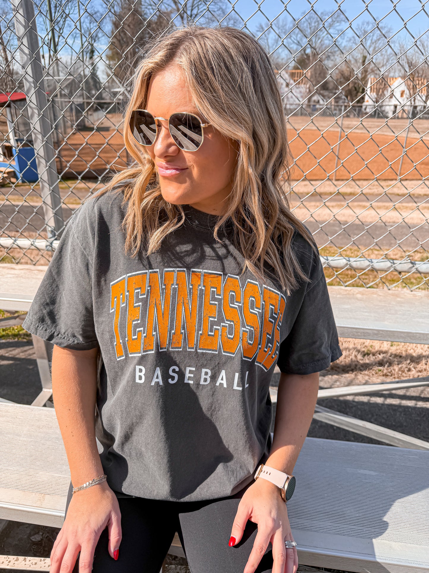 Classic Tennessee Baseball Arch - pepper tee