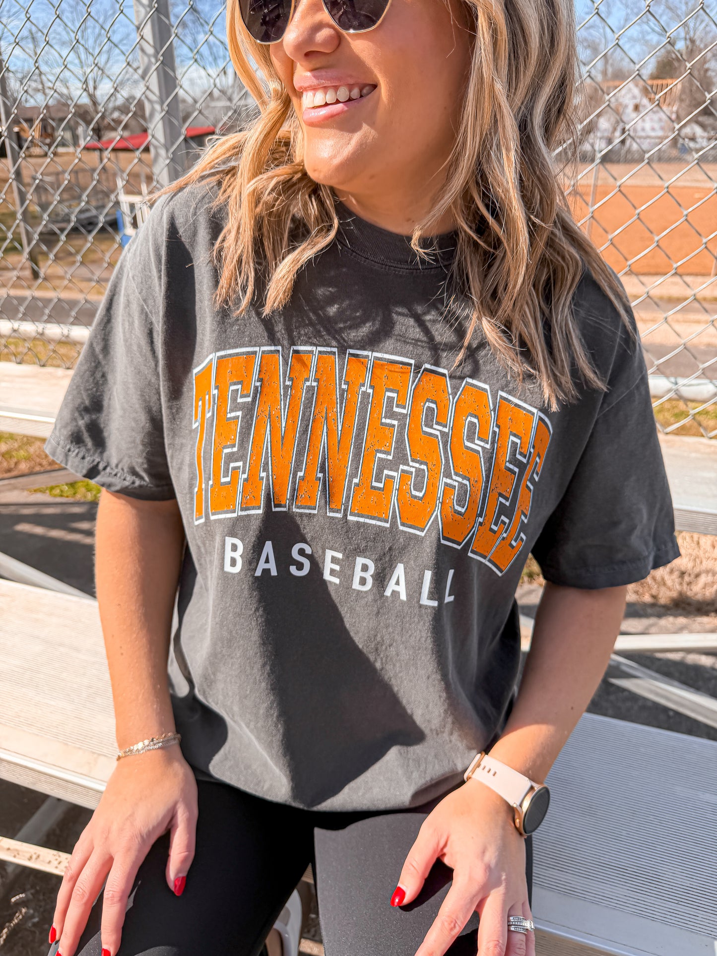 Classic Tennessee Baseball Arch - pepper tee