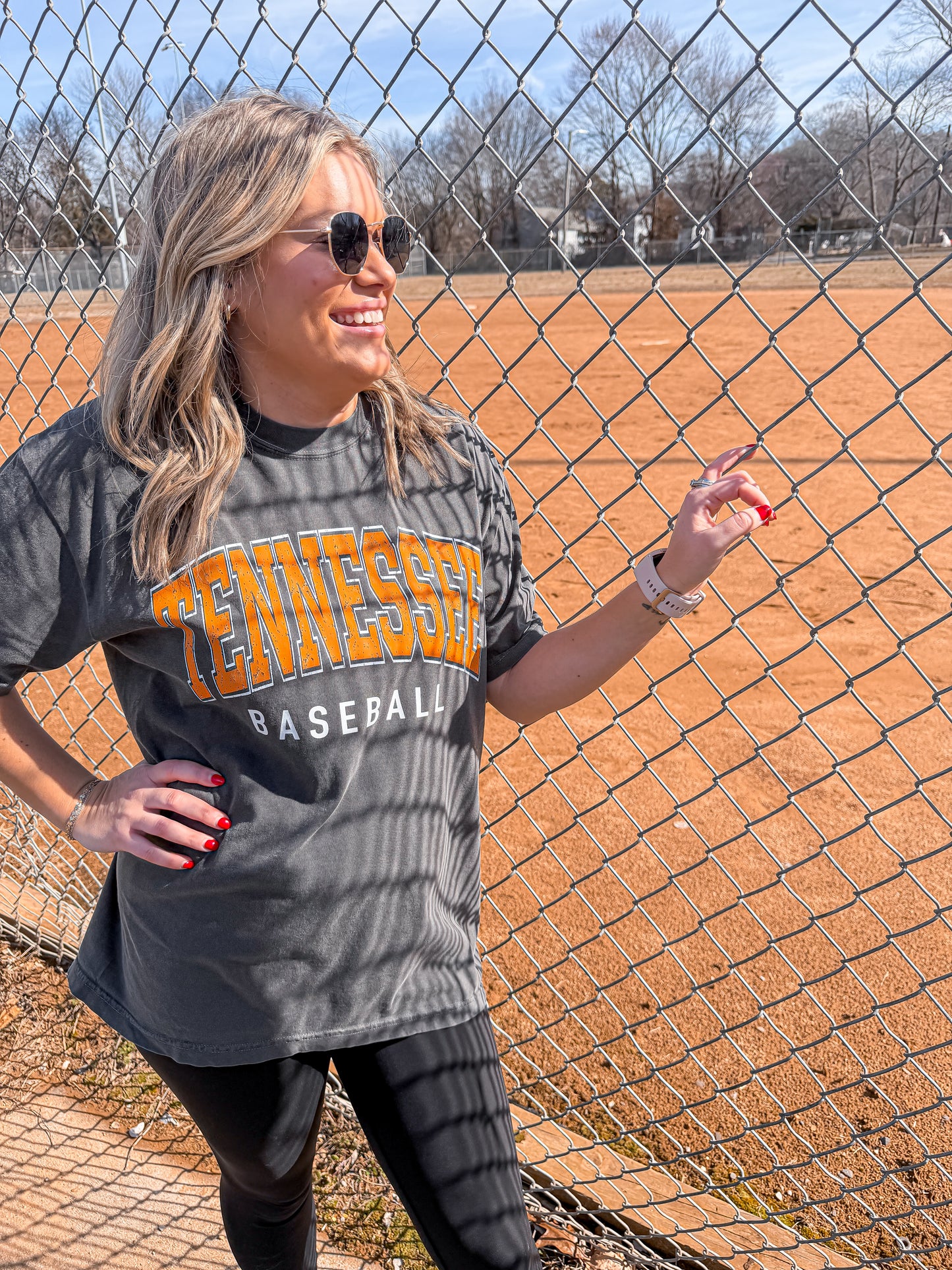 Classic Tennessee Baseball Arch - pepper tee