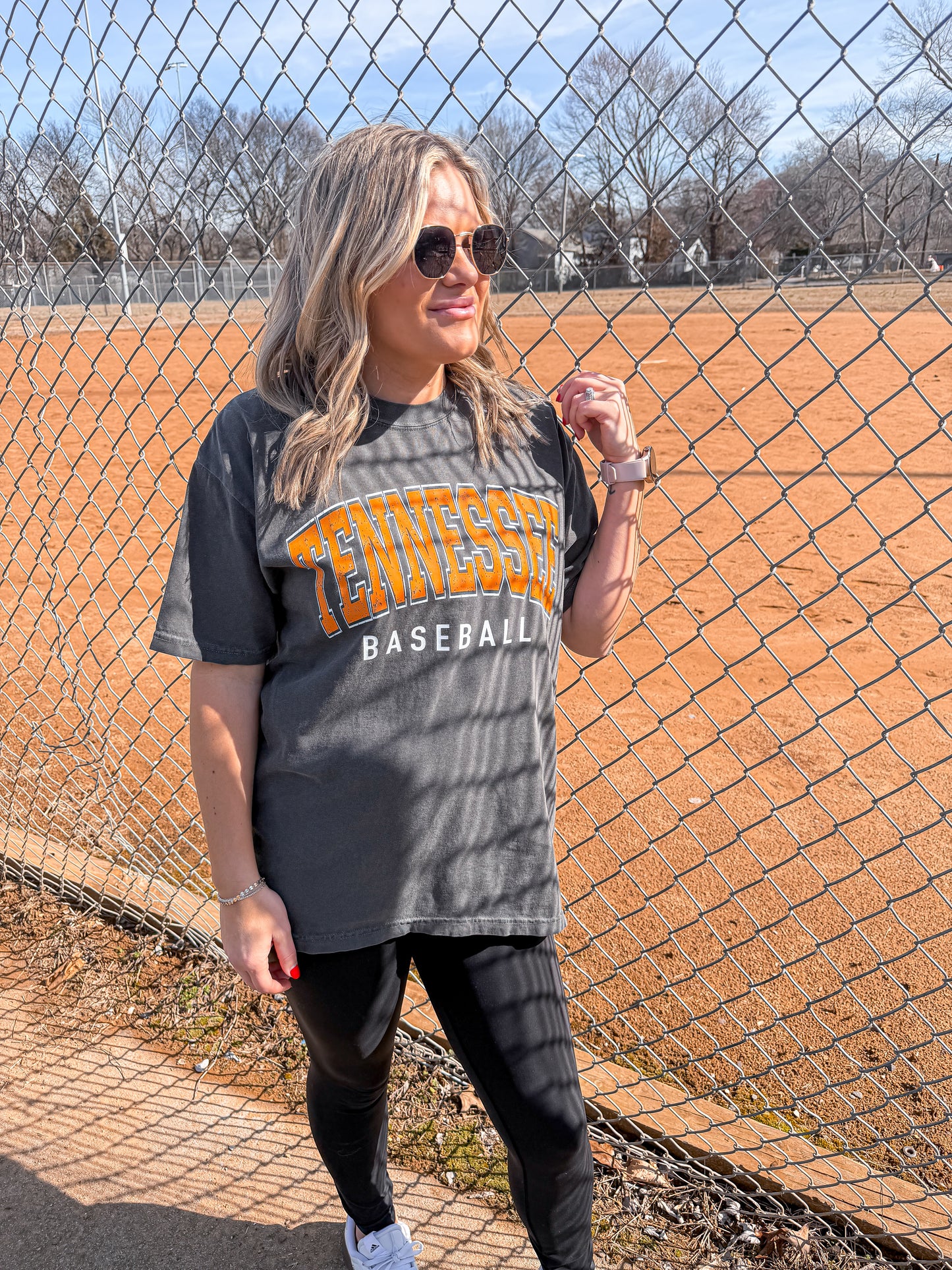 Classic Tennessee Baseball Arch - pepper tee