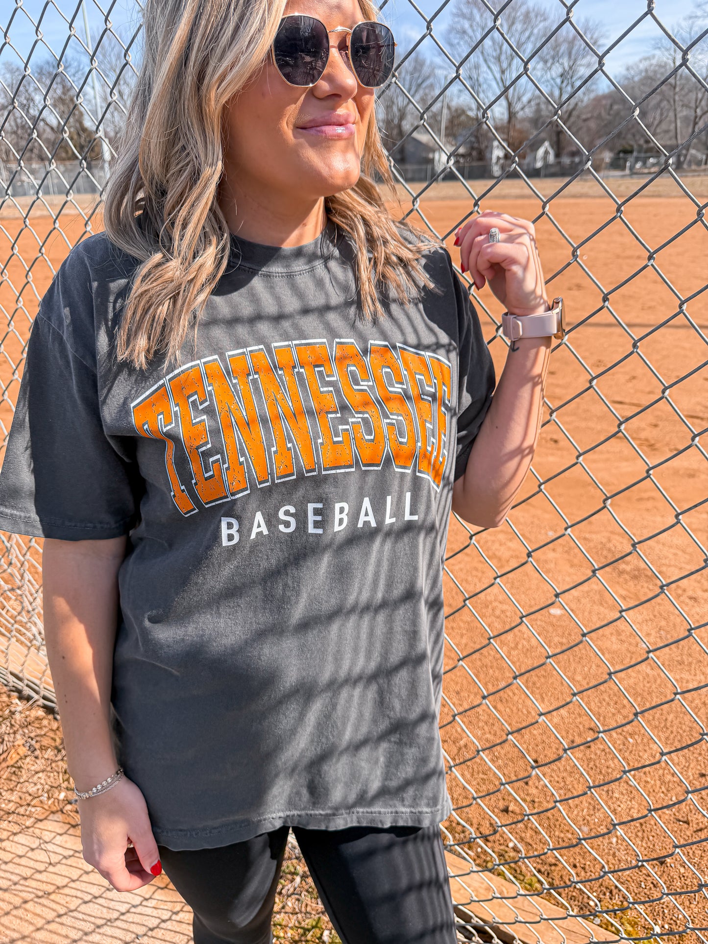 Classic Tennessee Baseball Arch - pepper tee