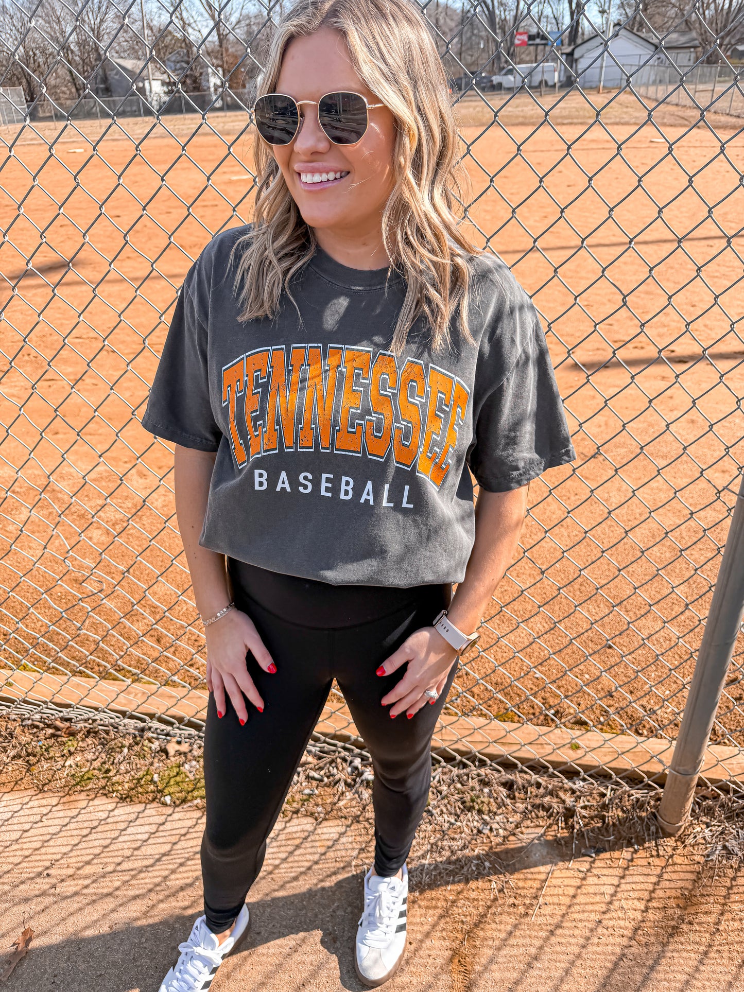 Classic Tennessee Baseball Arch - pepper tee