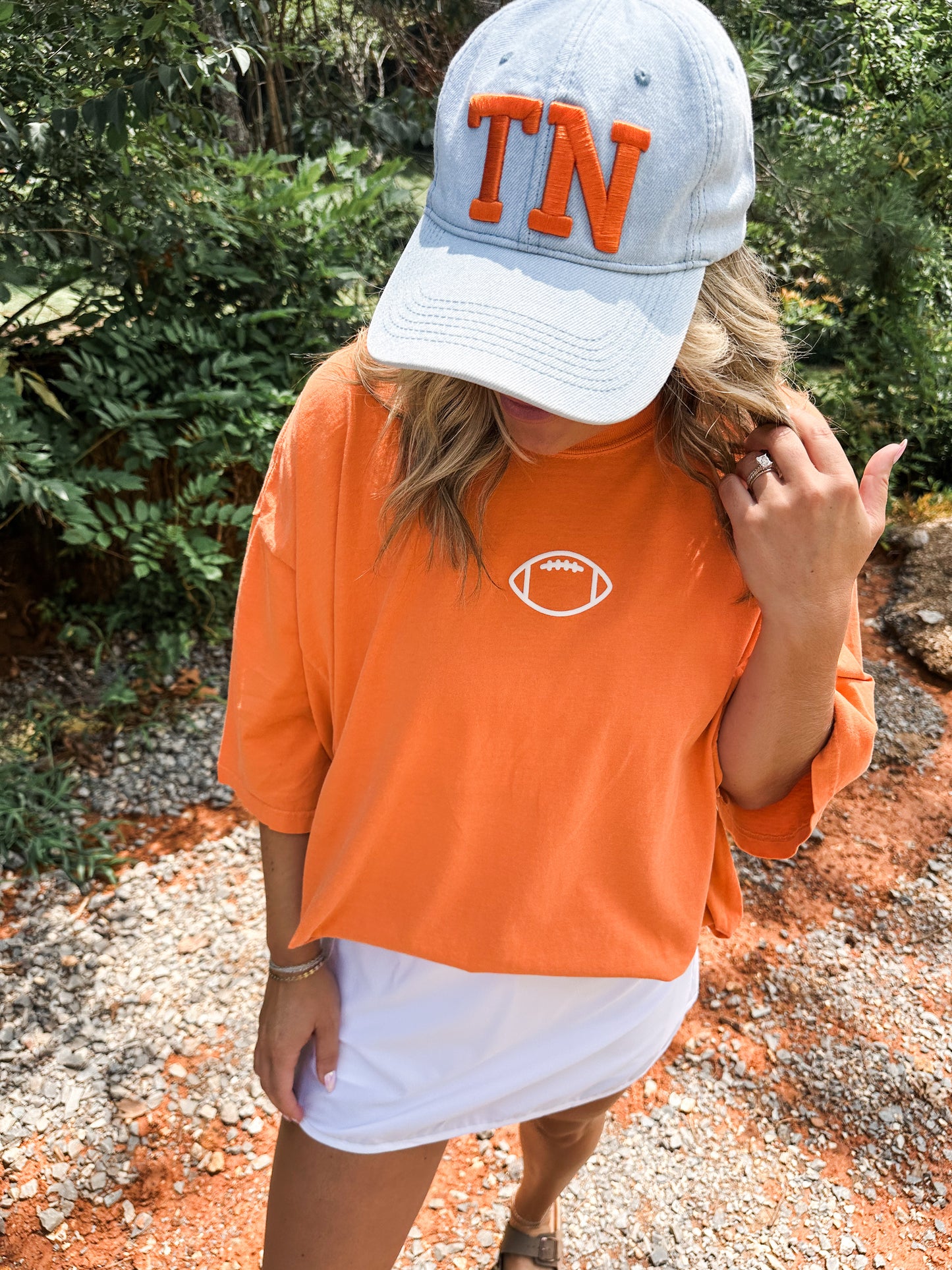 Football Puff Tee- Orange