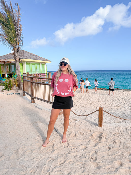 Happy To Be Here- Crimson Tee