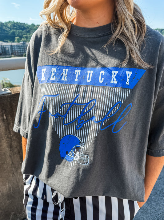 Kentucky Stripe Football - Pepper Tee