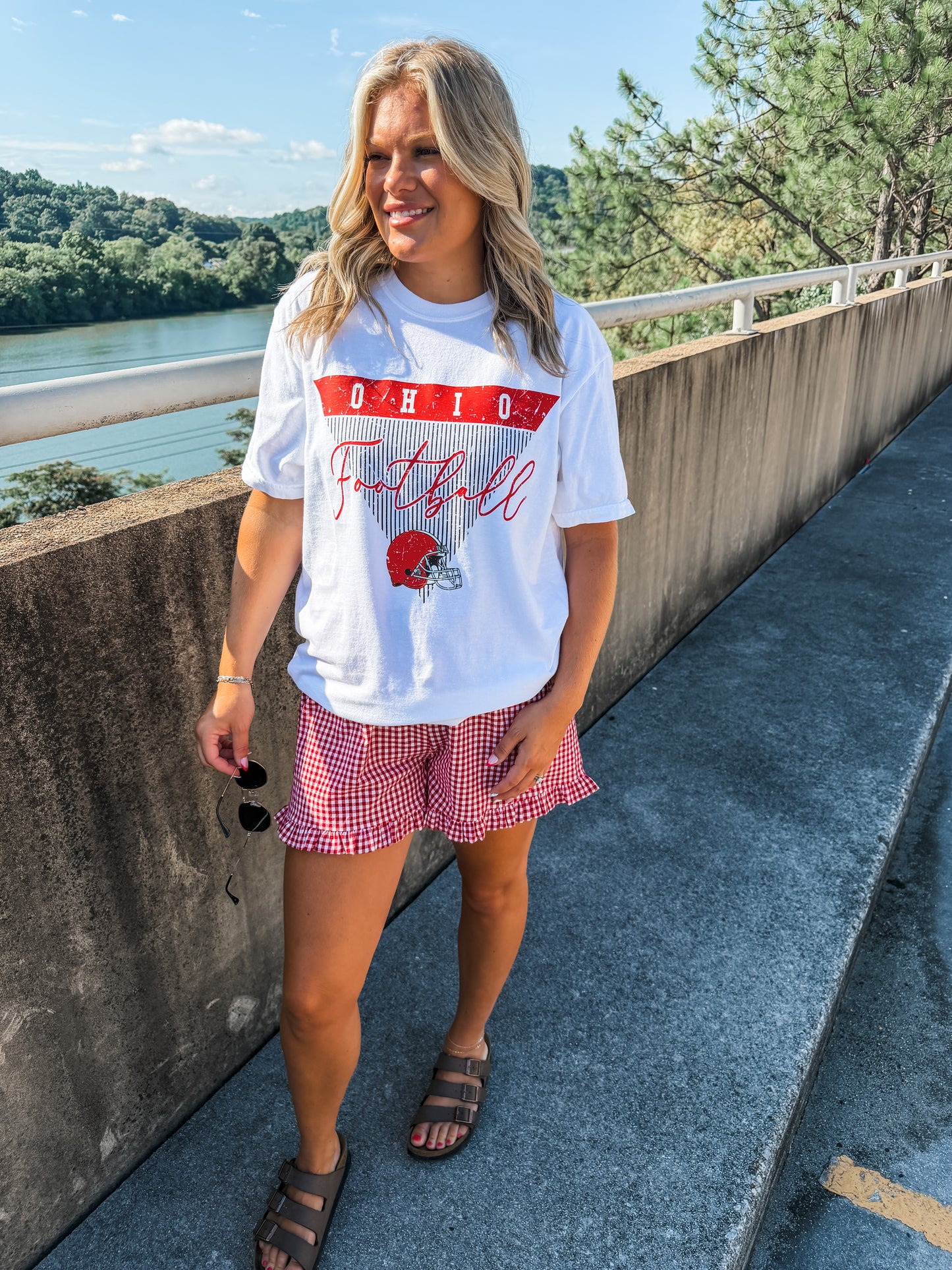 Ohio Stripe Football - White Tee