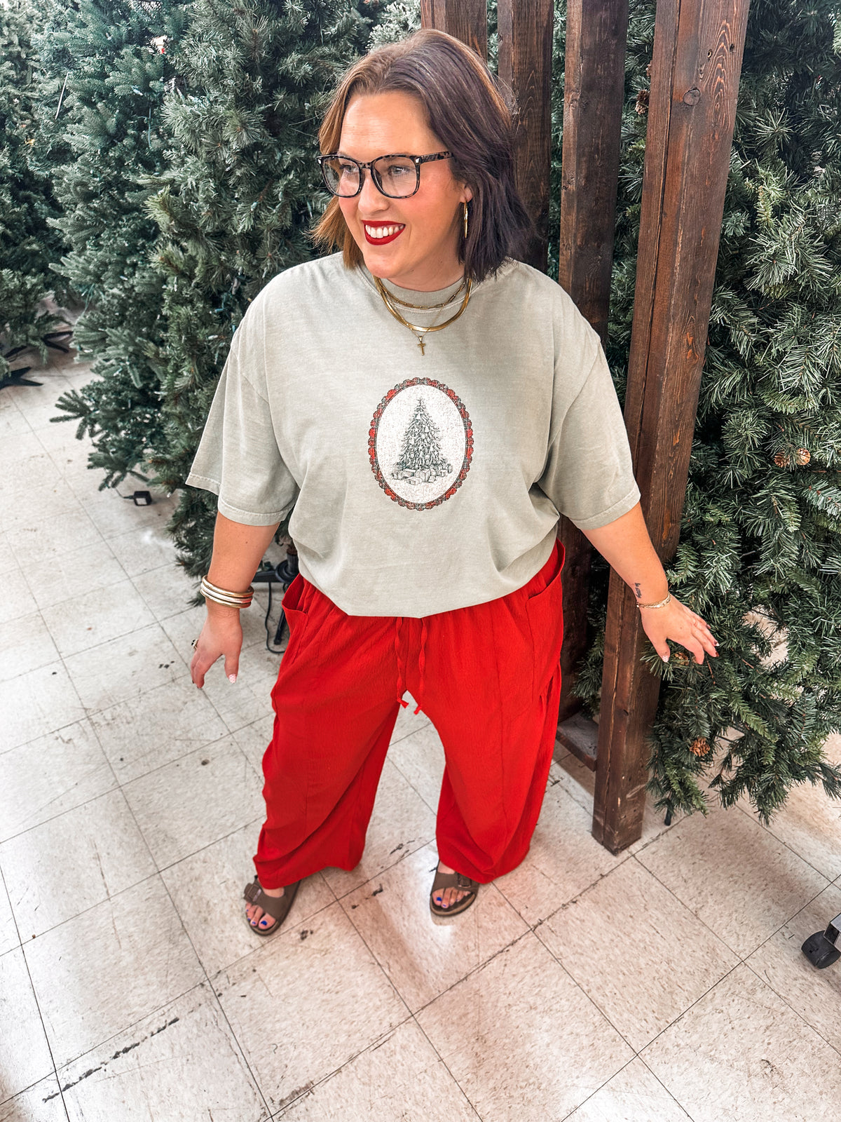 Vintage Christmas Tree- Green Tee