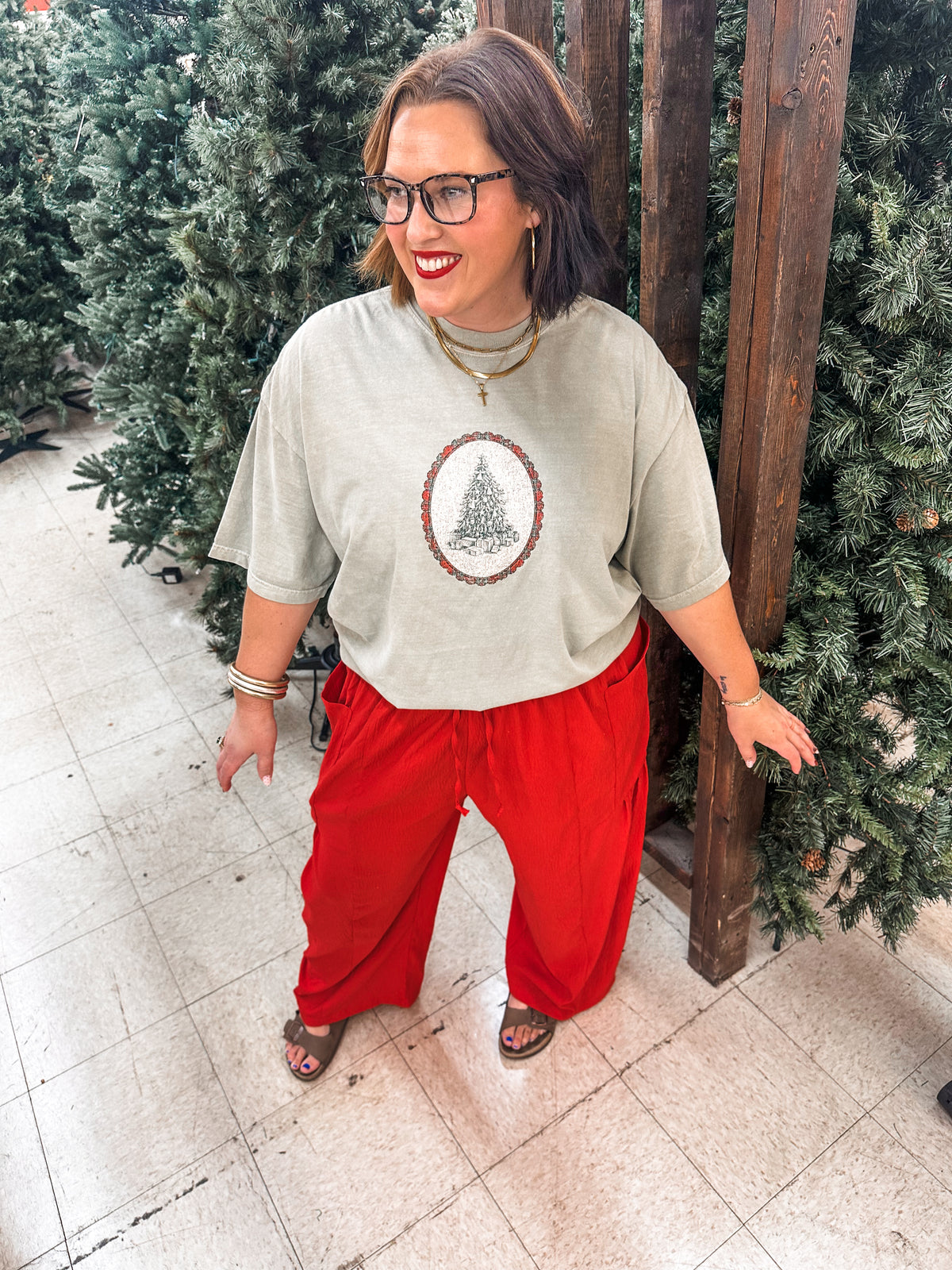 Vintage Christmas Tree- Green Tee