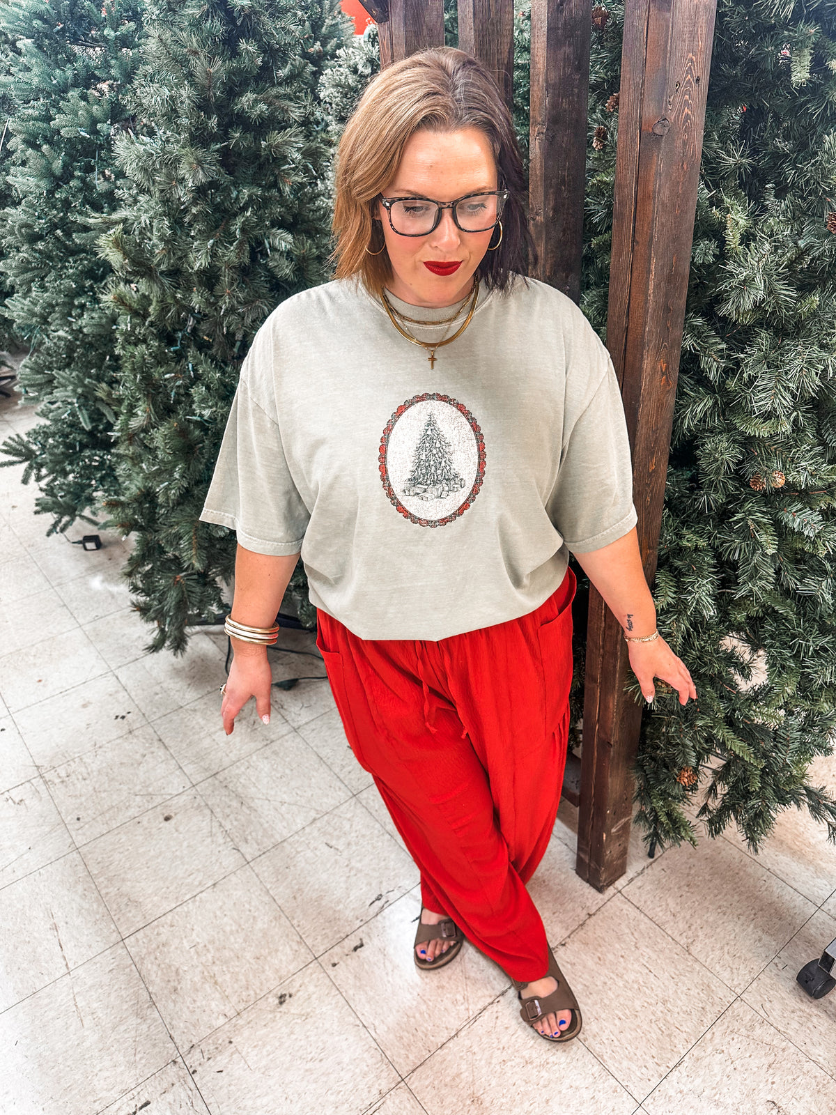 Vintage Christmas Tree- Green Tee