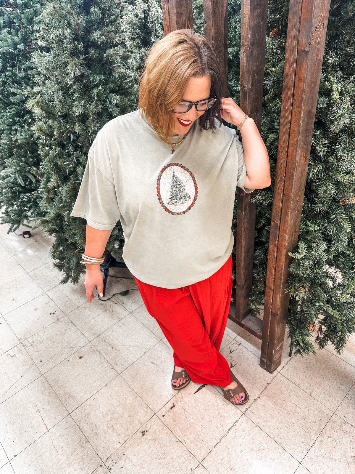 Vintage Christmas Tree- Green Tee