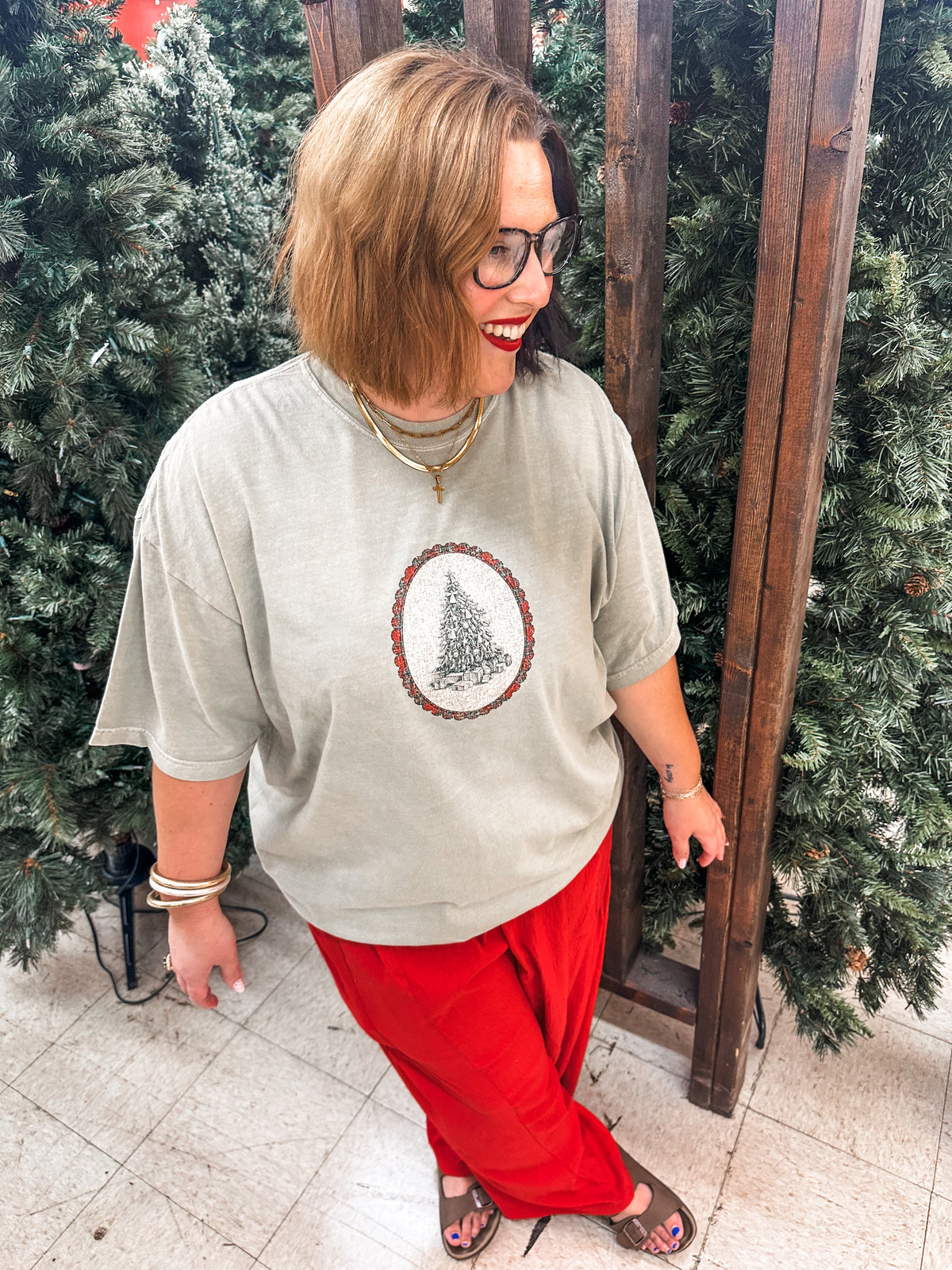 Vintage Christmas Tree- Green Tee