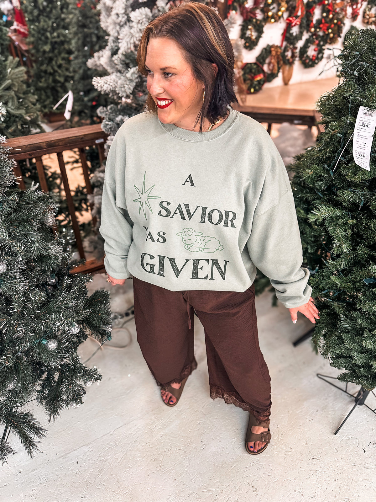 A Savior Was Given - Green Sweatshirt