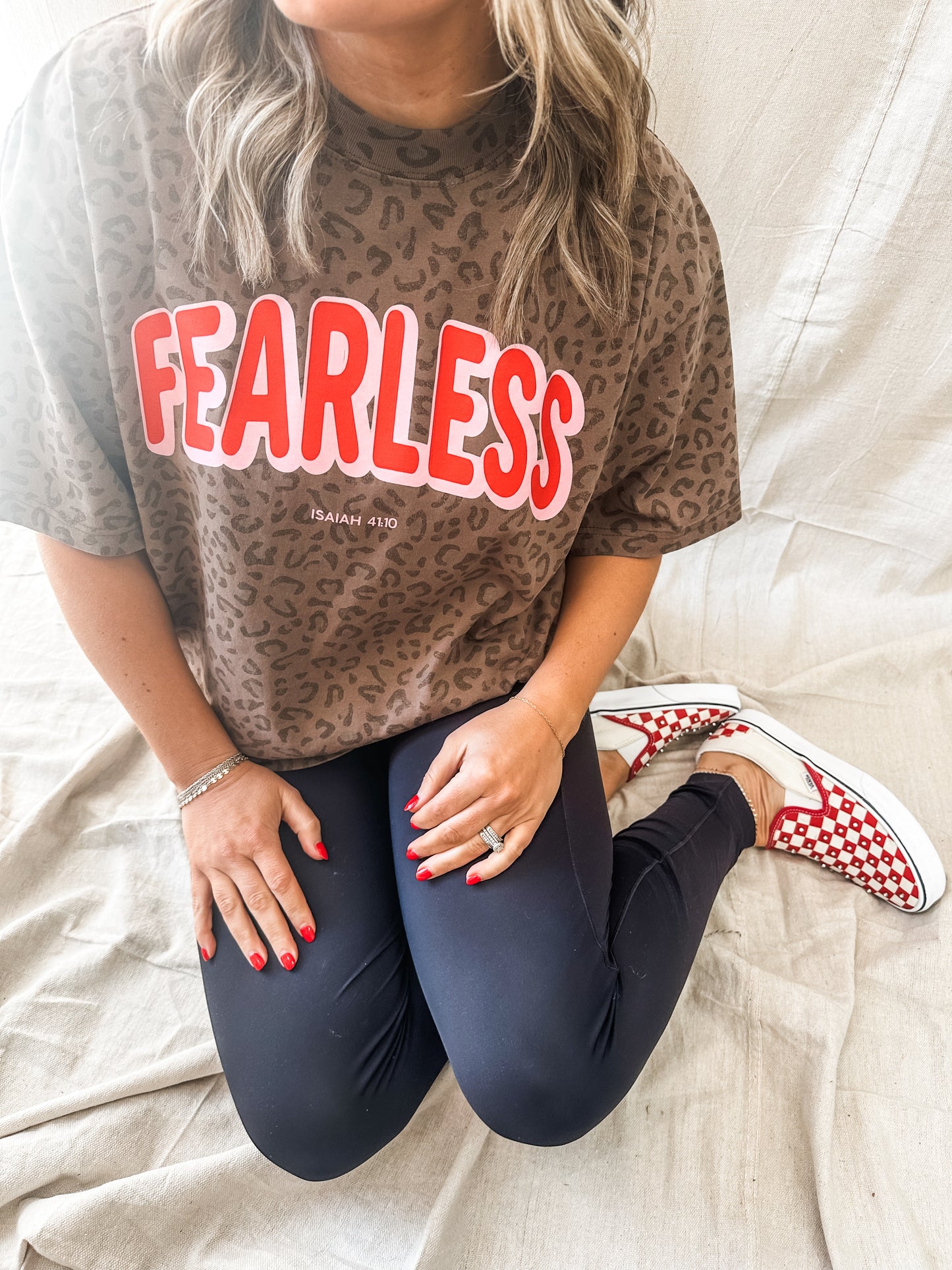Fearless Isaiah 41:10 Leopard Print Christian Graphic Tee