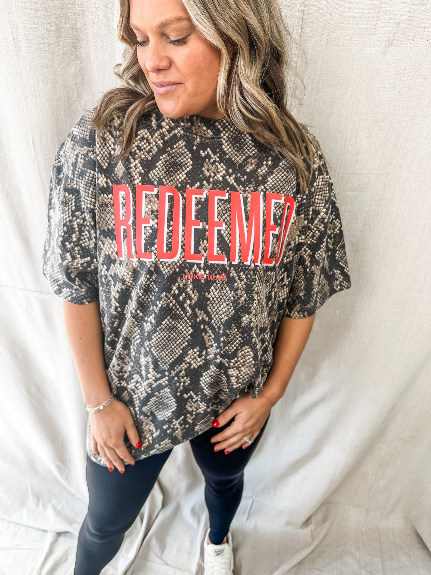 Redeemed Luke 10:19 Snakeskin Graphic Tee