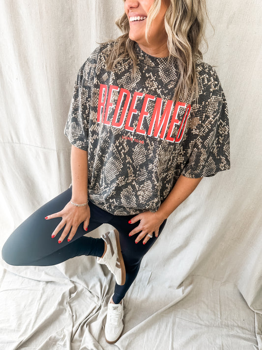 Redeemed Luke 10:19 Snakeskin Graphic Tee