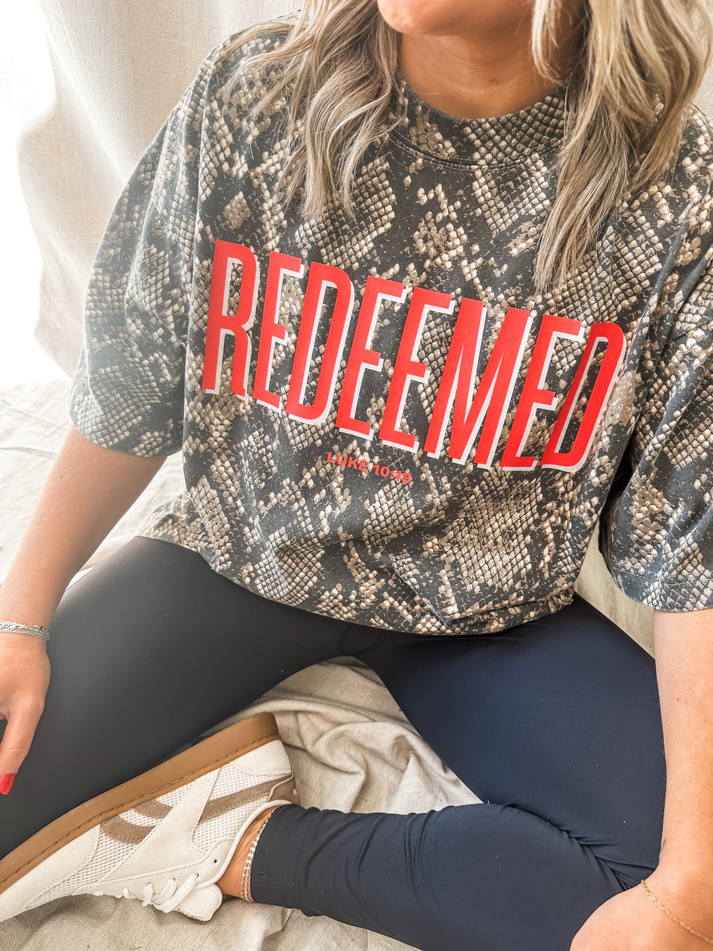 Redeemed Luke 10:19 Snakeskin Graphic Tee