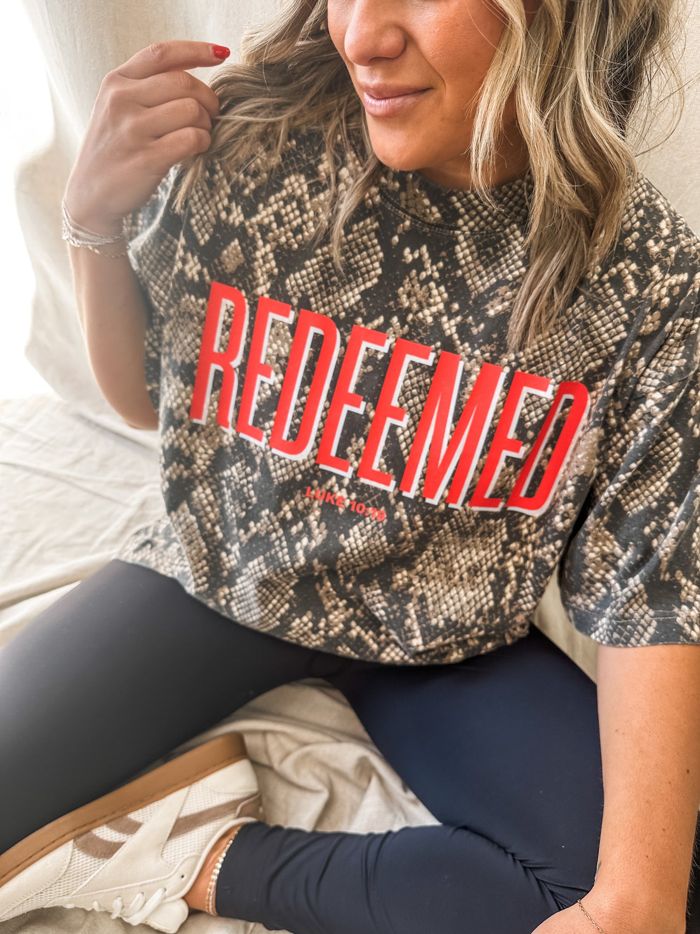 Redeemed Luke 10:19 Snakeskin Graphic Tee