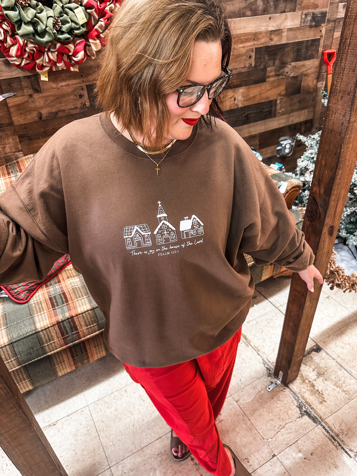There is Joy in the House of the Lord - Brown Sweatshirt