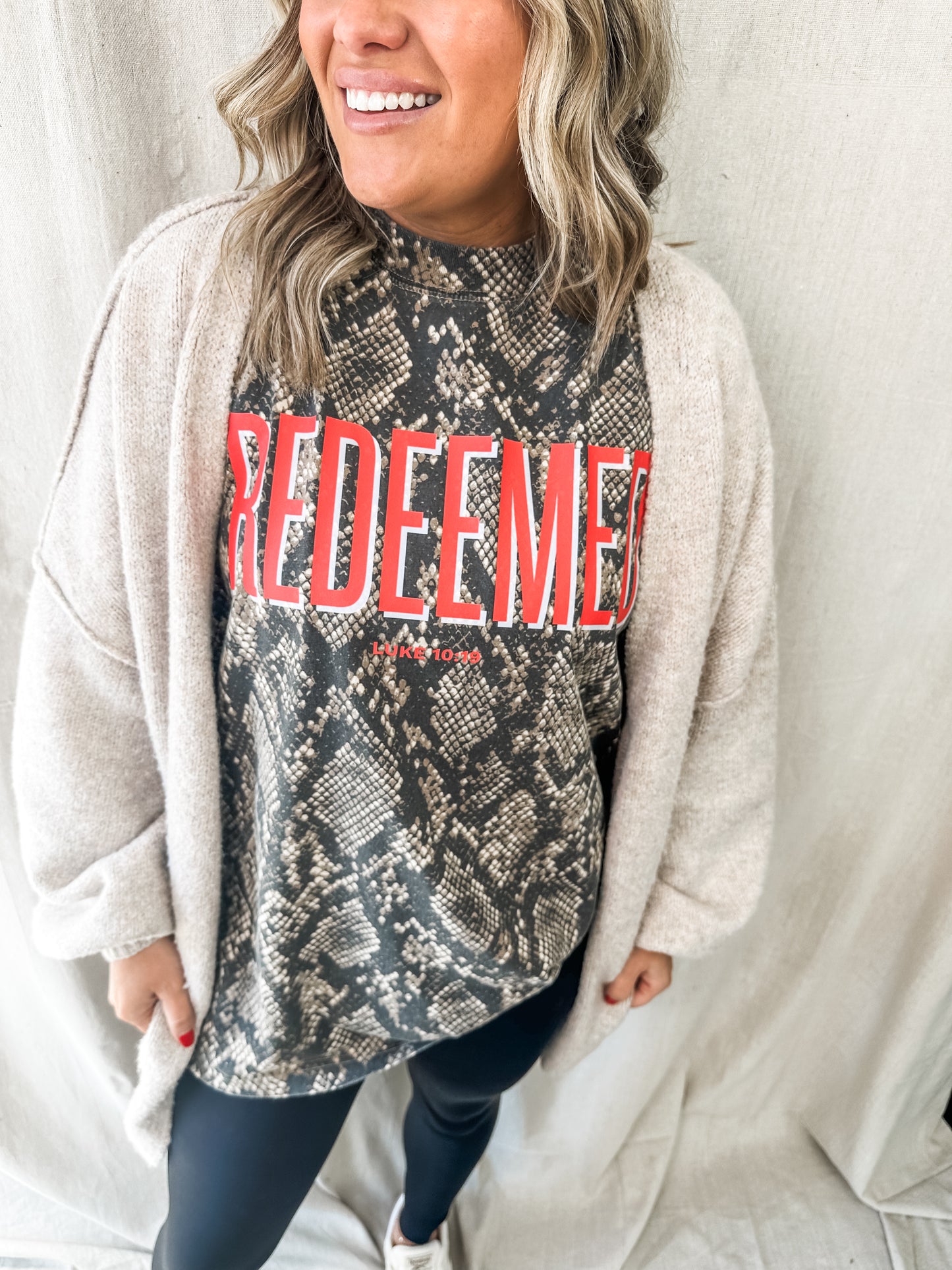 Redeemed Luke 10:19 Snakeskin Graphic Tee