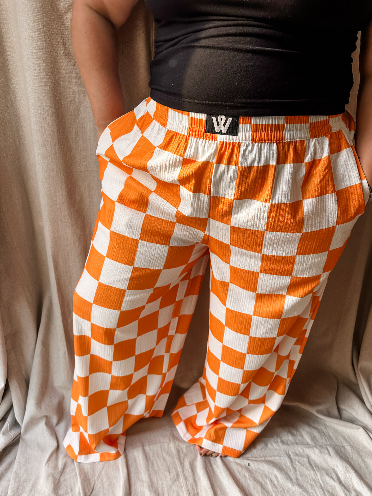 Orange and White Checkered Pants