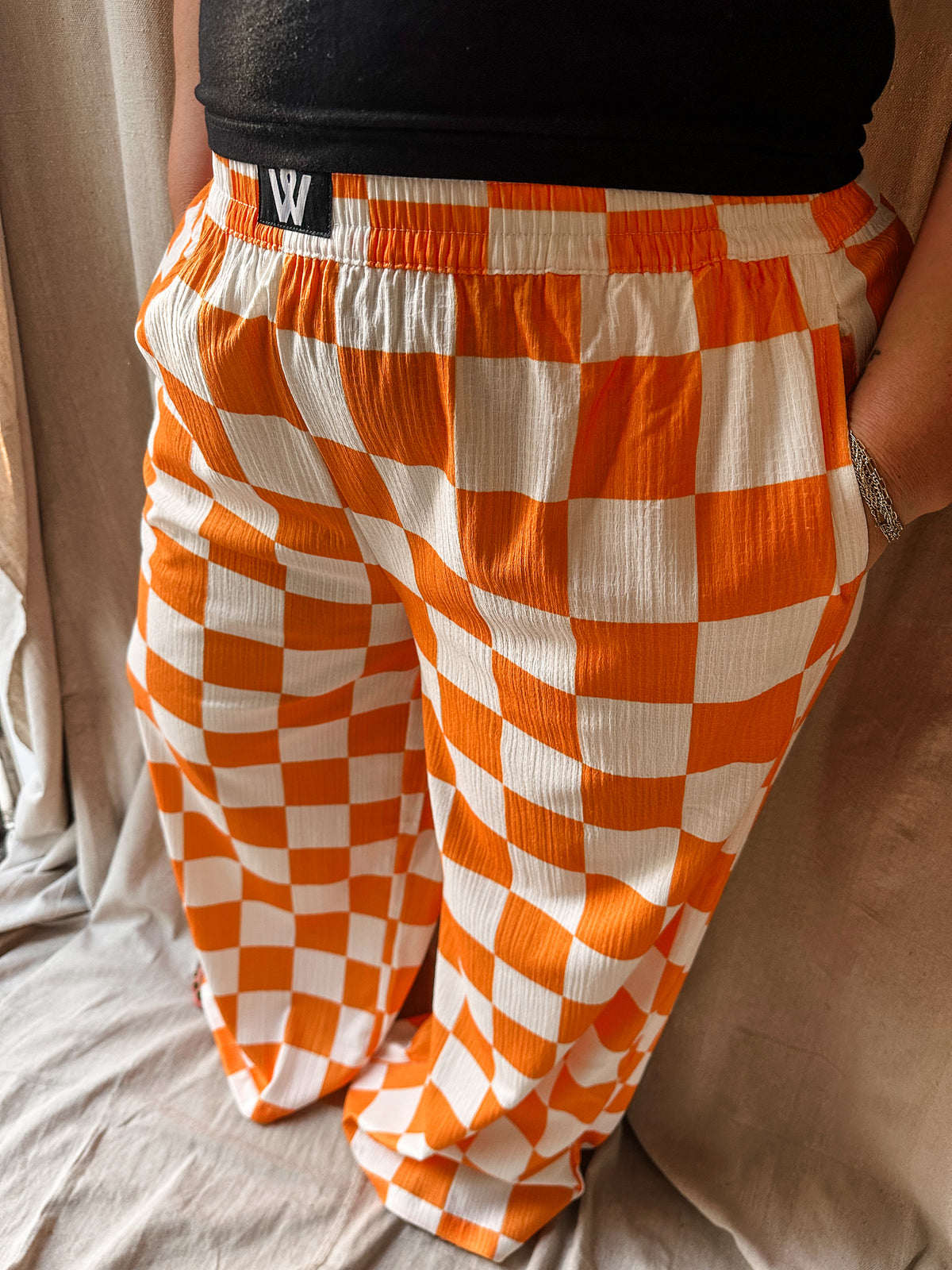 Orange and White Checkered Pants