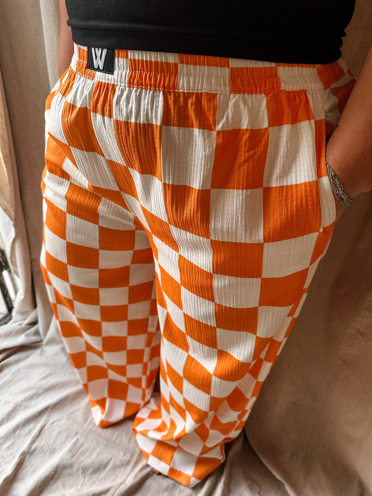 Orange and White Checkered Pants