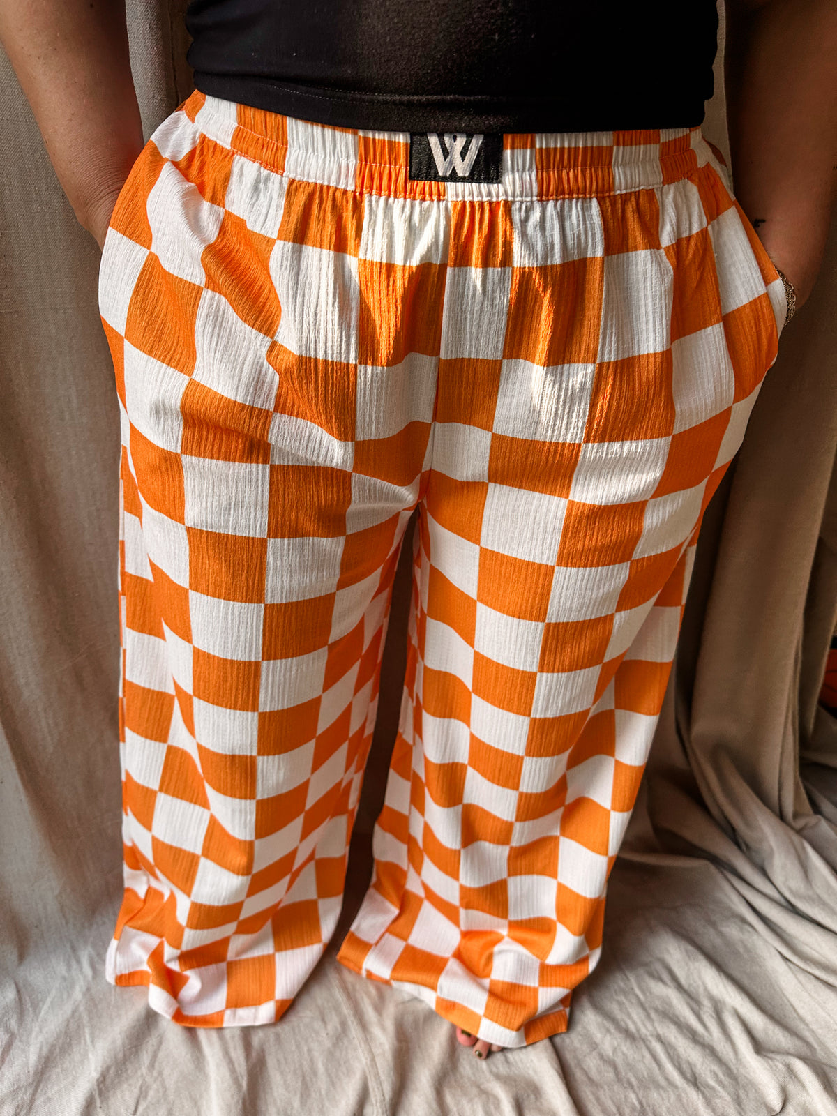 Orange and White Checkered Pants